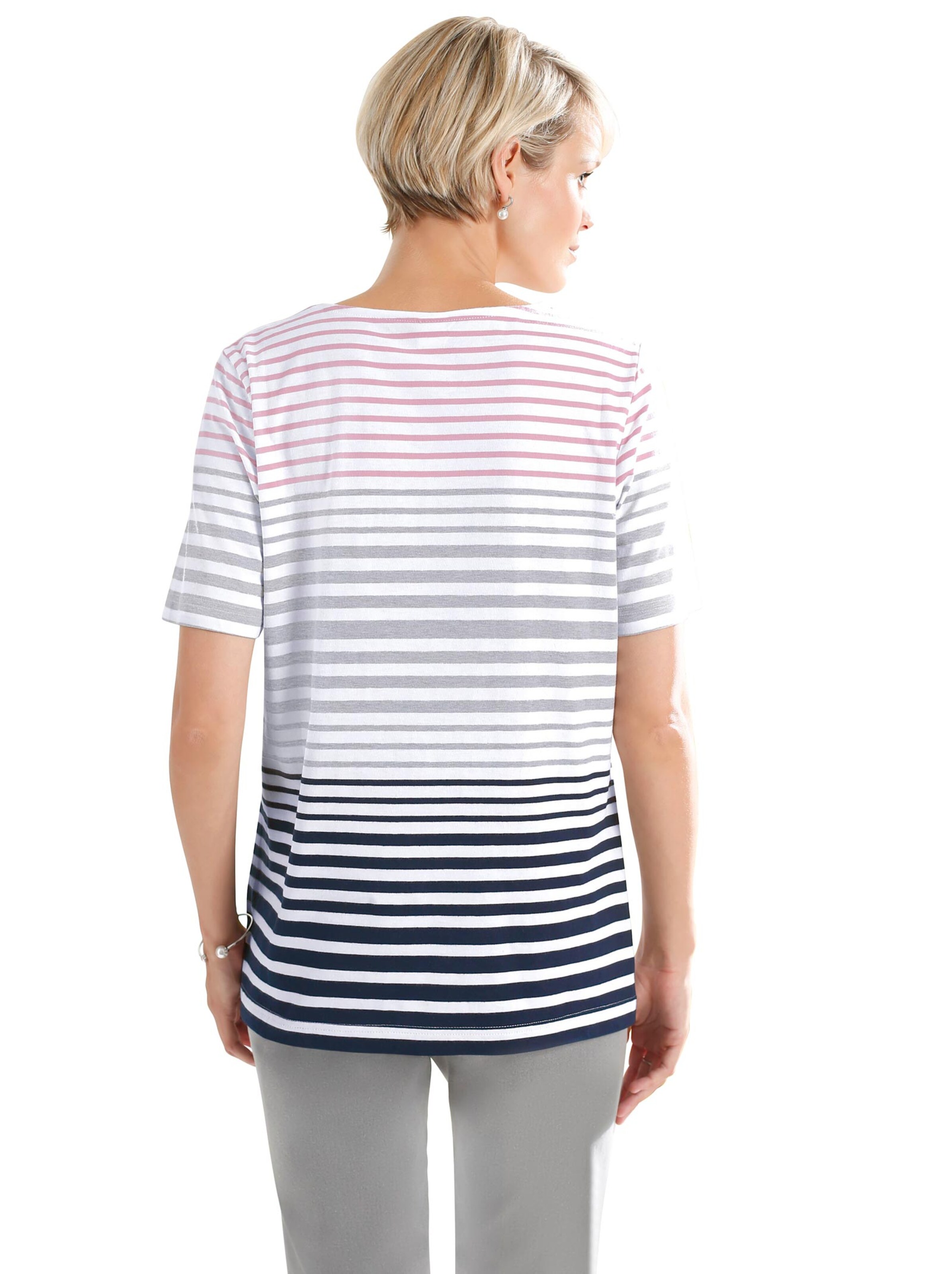 Shirt - marine-rosé-geringelt