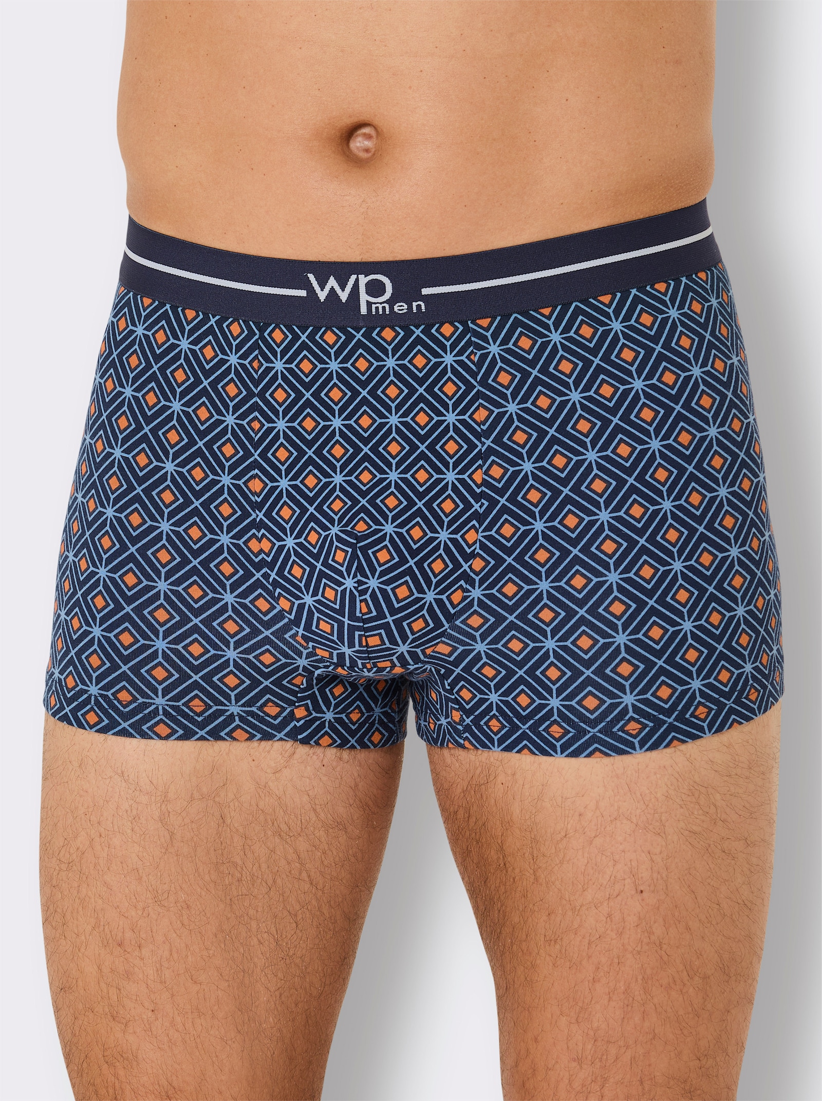 wäschepur men Pants - marine-mittelblau-bedruckt + marine + hellblau