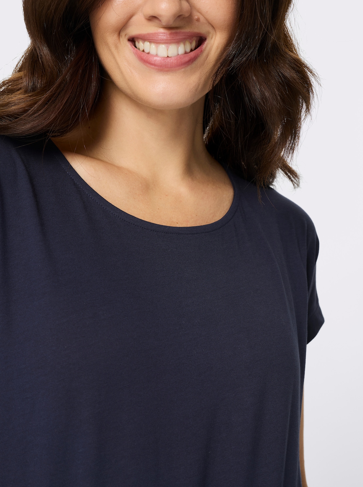 Jerseykleid mit Tunnelzug auf Taillenhöhe - marine