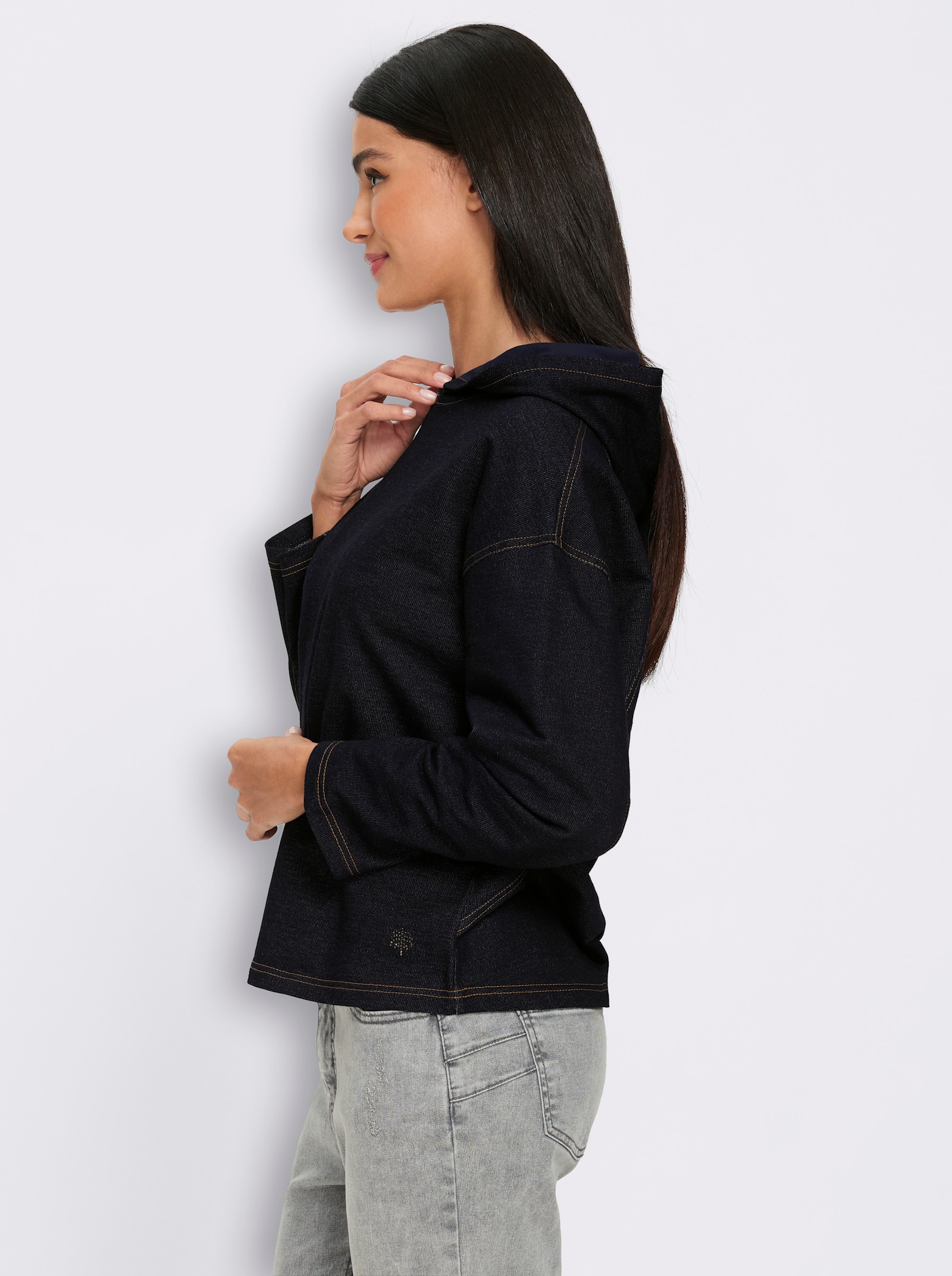 heine Sweatshirt met capuchon in denimlook - dark-blue