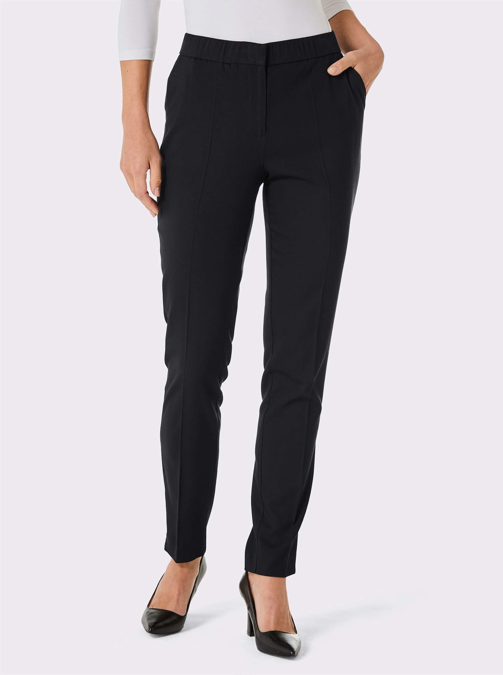 CREATION L PREMIUM Webhose in knitterarmer, bügelleichter Qualität - schwarz