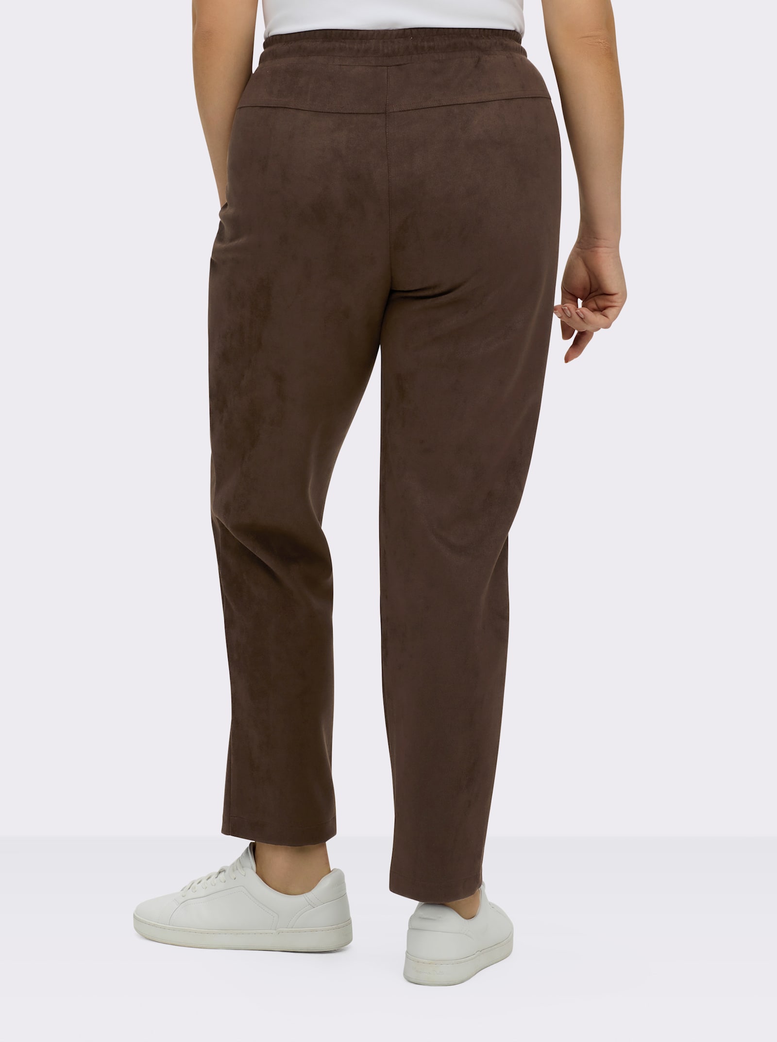 sheego Comfortbroek in suèdelook - chocolade