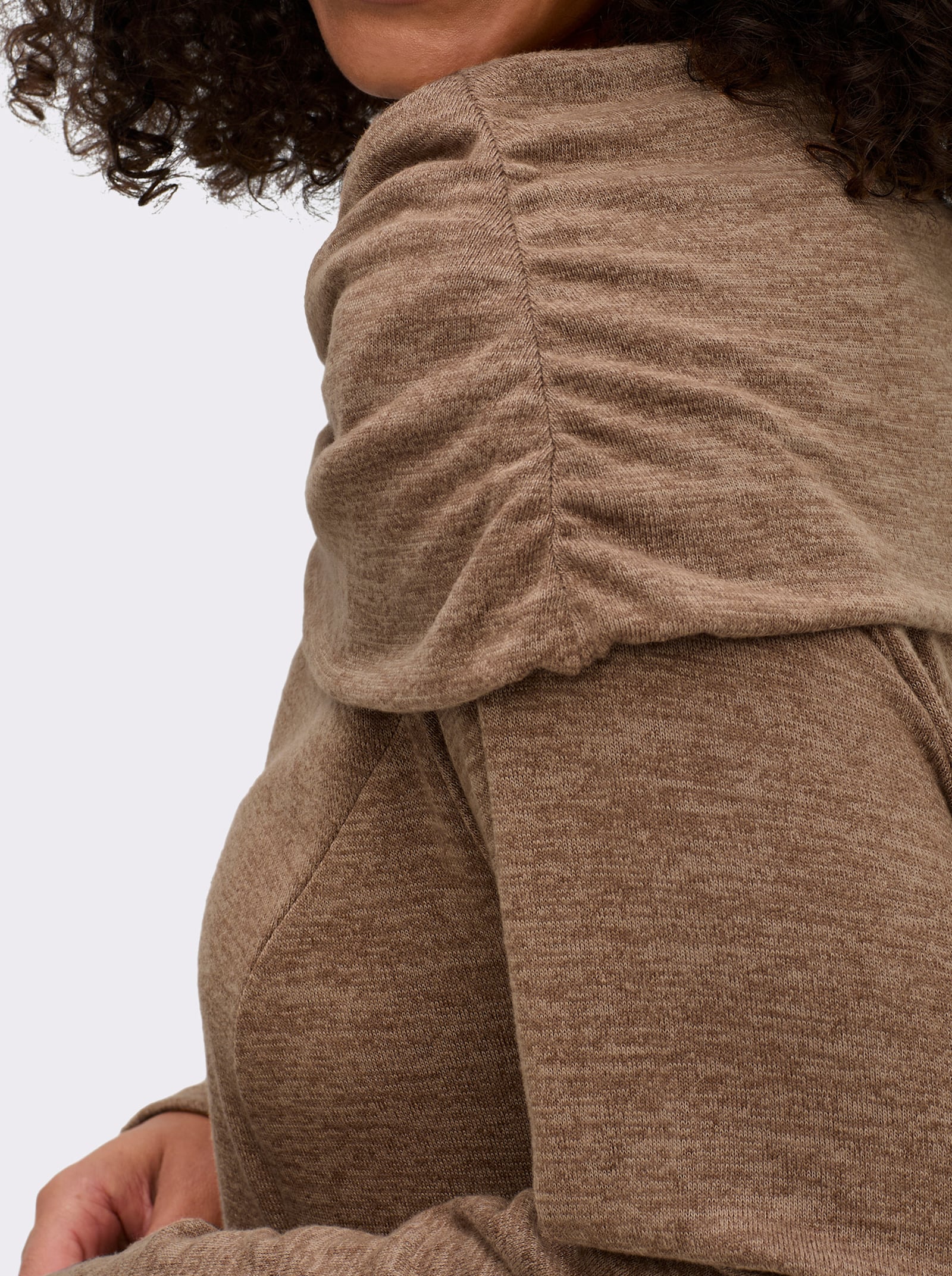 sheego by Joe Browns Longsweatshirt im Strick-Look - braun-meliert
