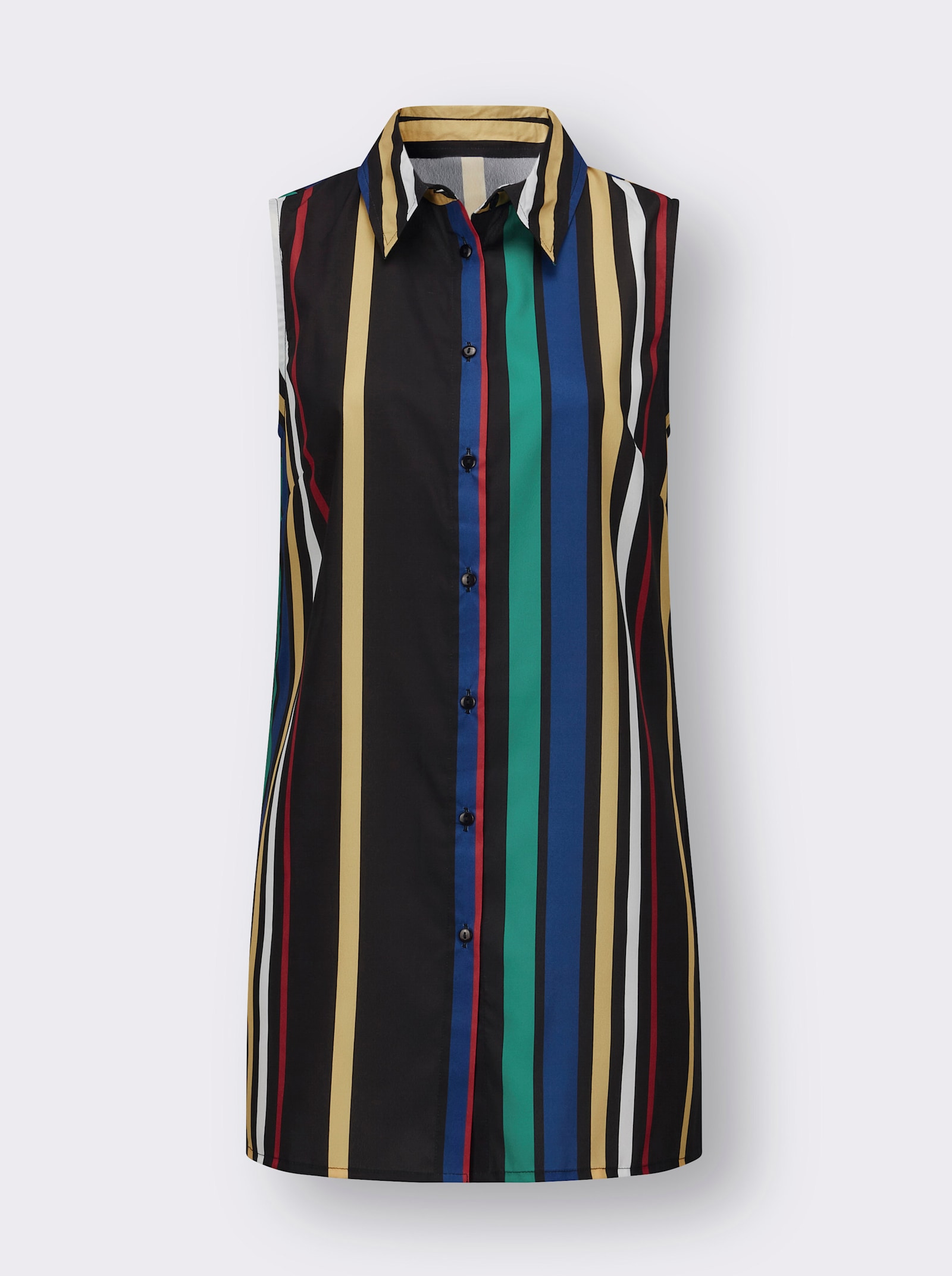 Blusentop in längerer Form, gestreift - schwarz-smaragd-gestreift