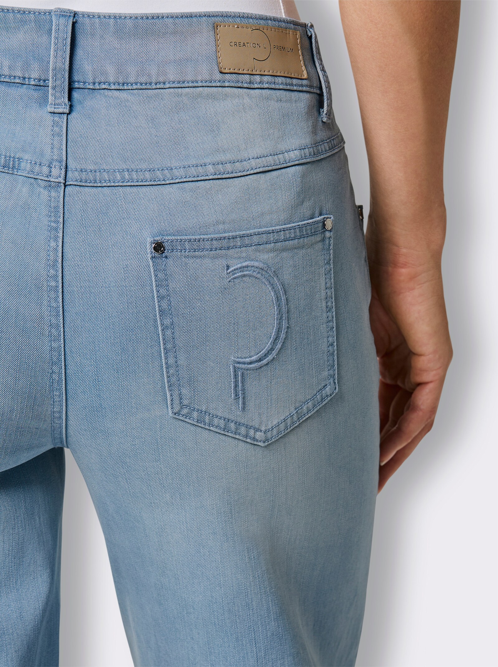 CREATION L PREMIUM Stretch-Jeans mit Stickerei - blue-bleached