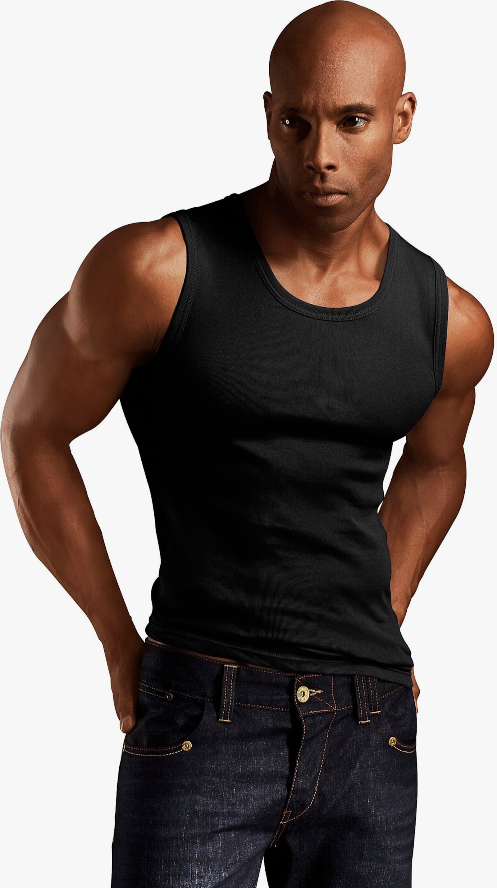 H.I.S Muscleshirt - grijs gemêleerd, zwart, wit