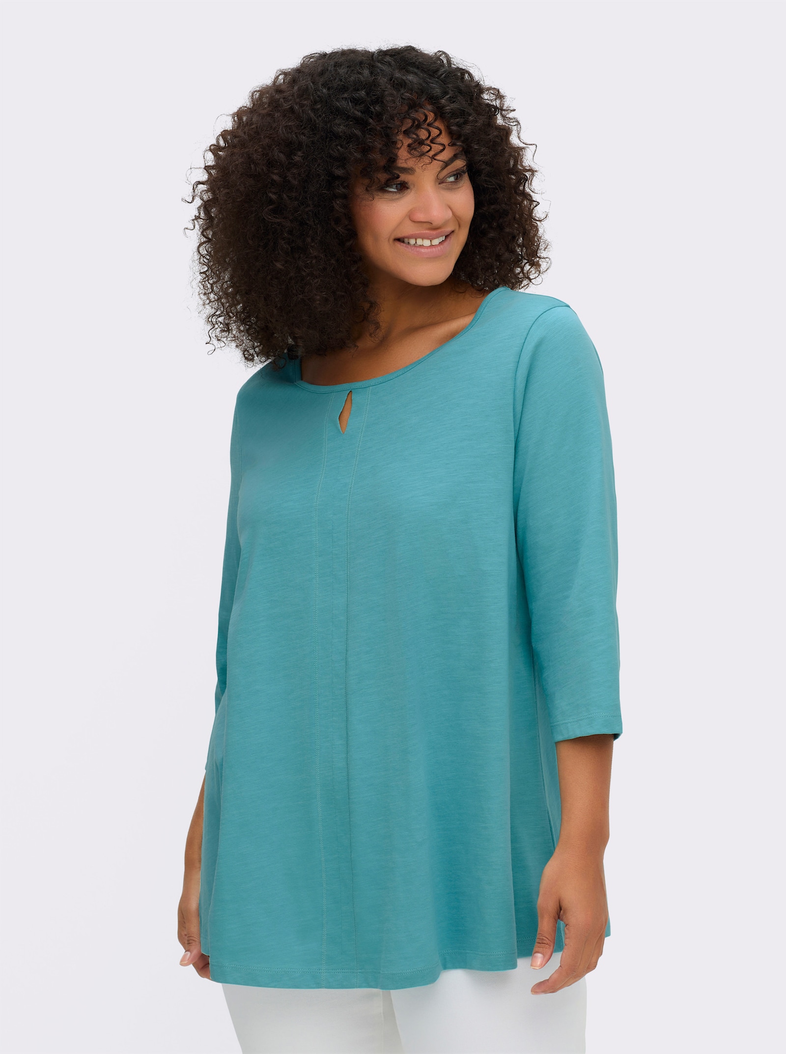 sheego 3/4-Arm-Shirt mit Cut-out vorn - ozean