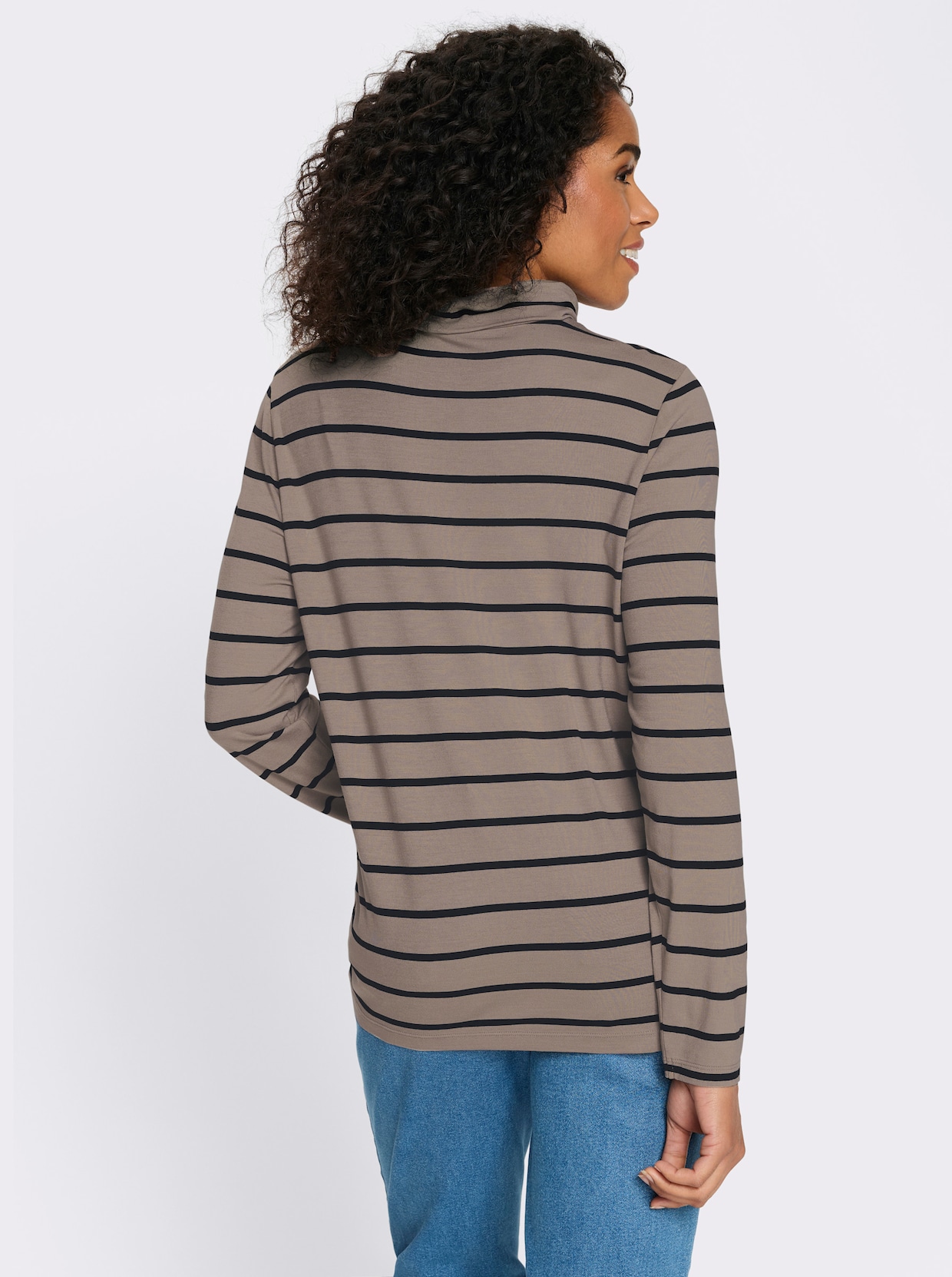 Polotröja med randmönster - sesam-svart-randig