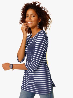 Longshirt - marine-geringelt