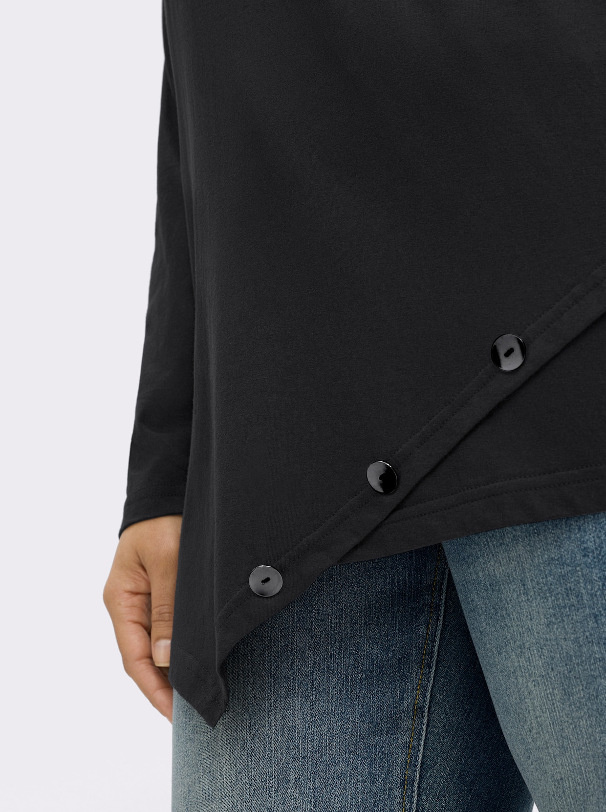 sheego by Joe Browns Langarmshirt in modischer Asymmetrie - schwarz