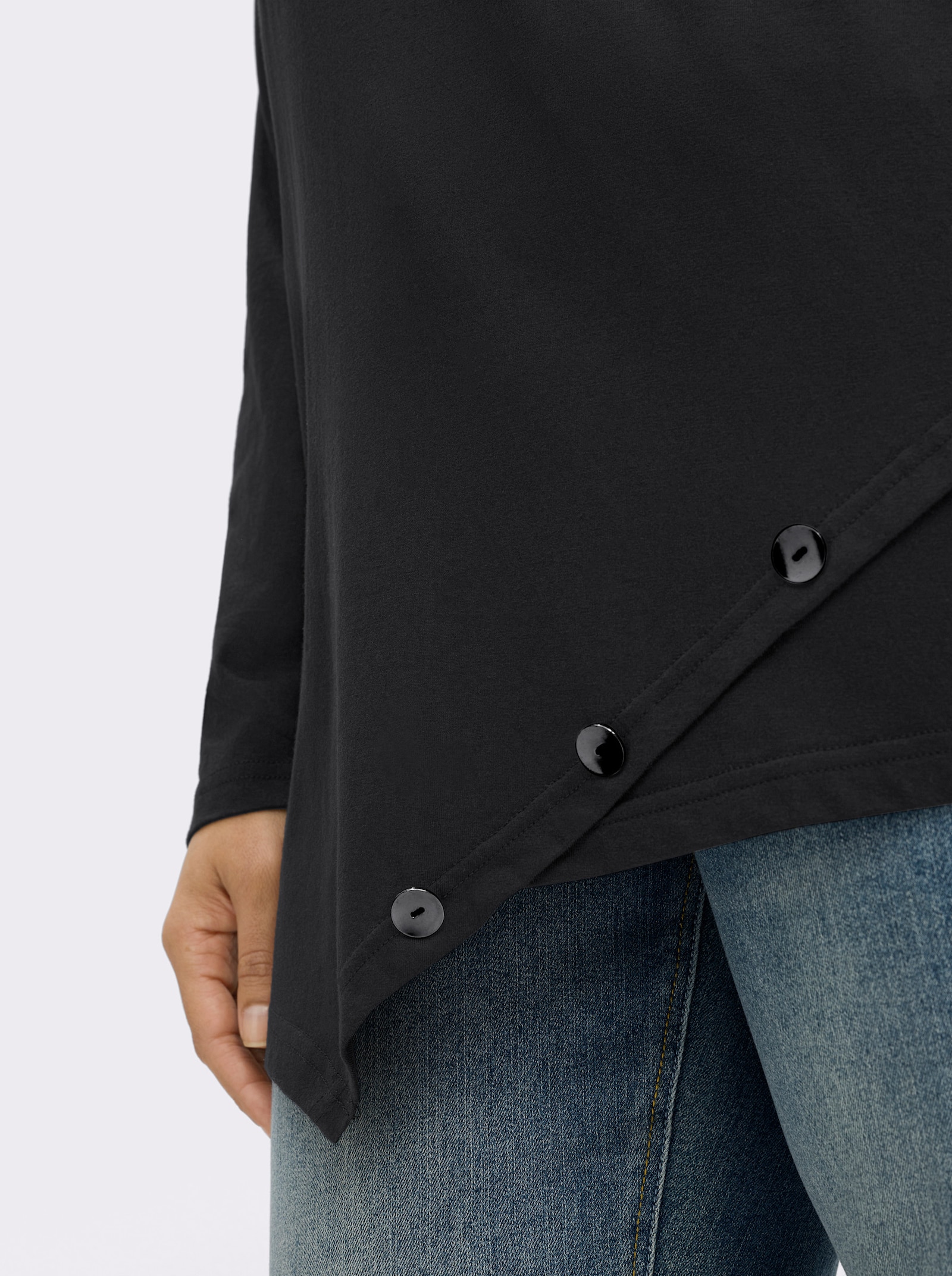 sheego by Joe Browns Langarmshirt in modischer Asymmetrie - schwarz