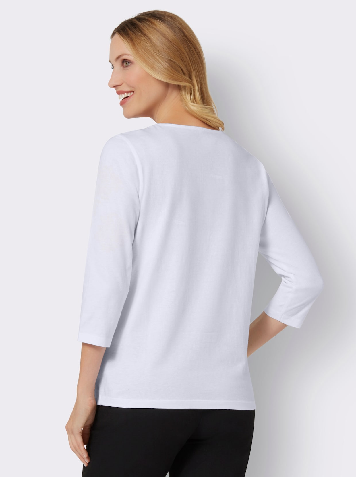 3/4-Arm-Shirt - weiss-schwarz