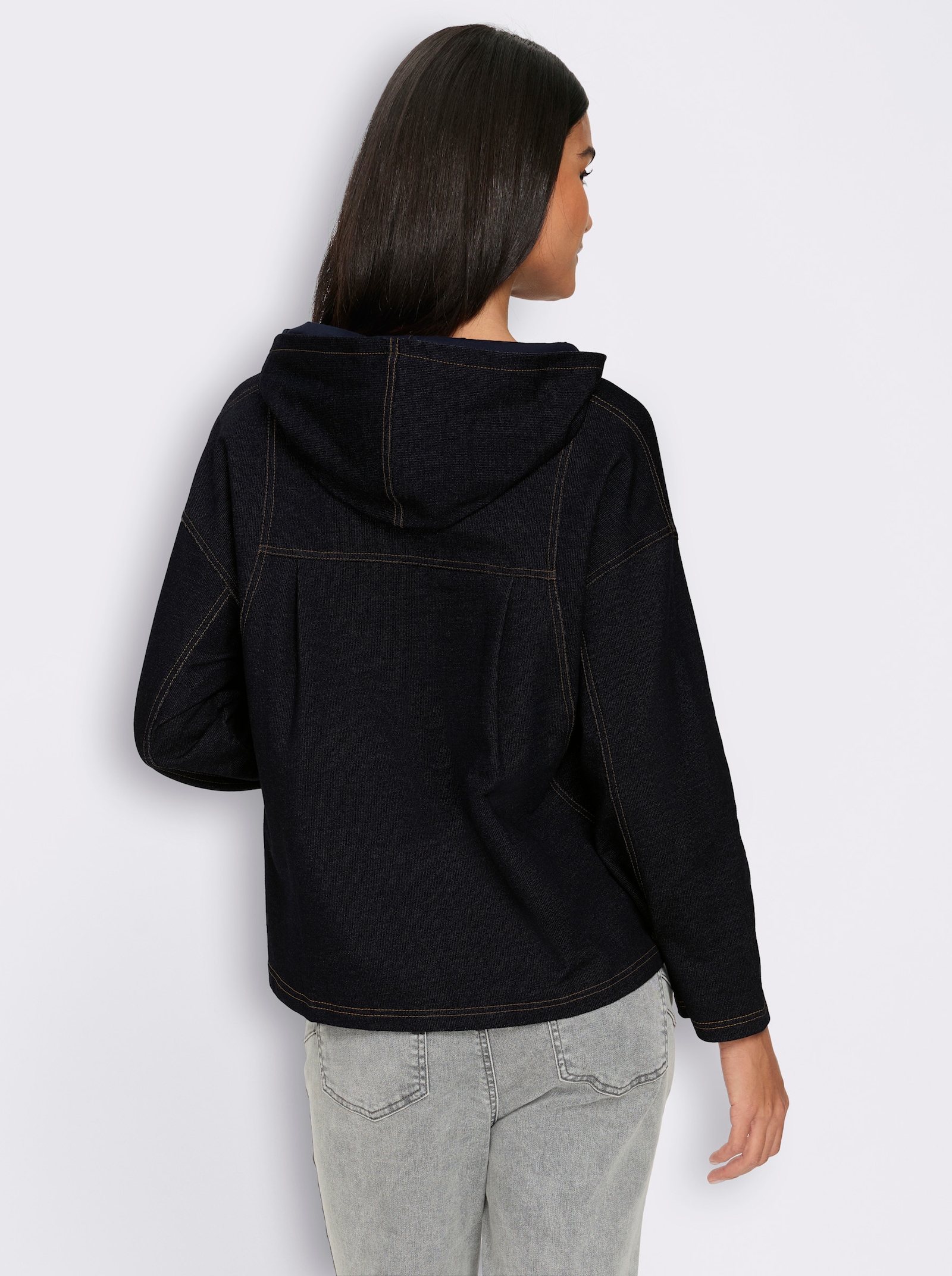 heine Sweatshirt met capuchon in denimlook - dark-blue