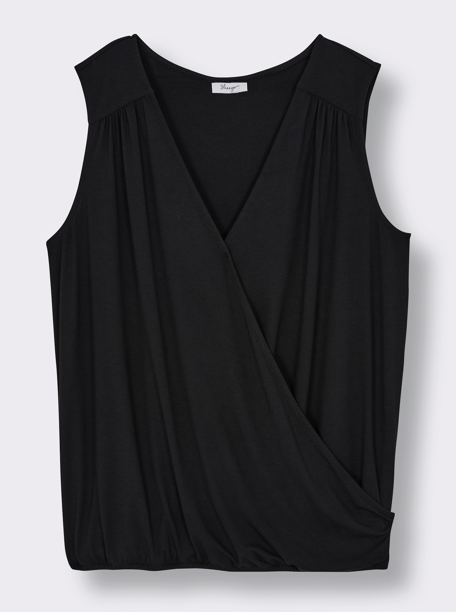 sheego Wickeltop mit Gummibund - schwarz