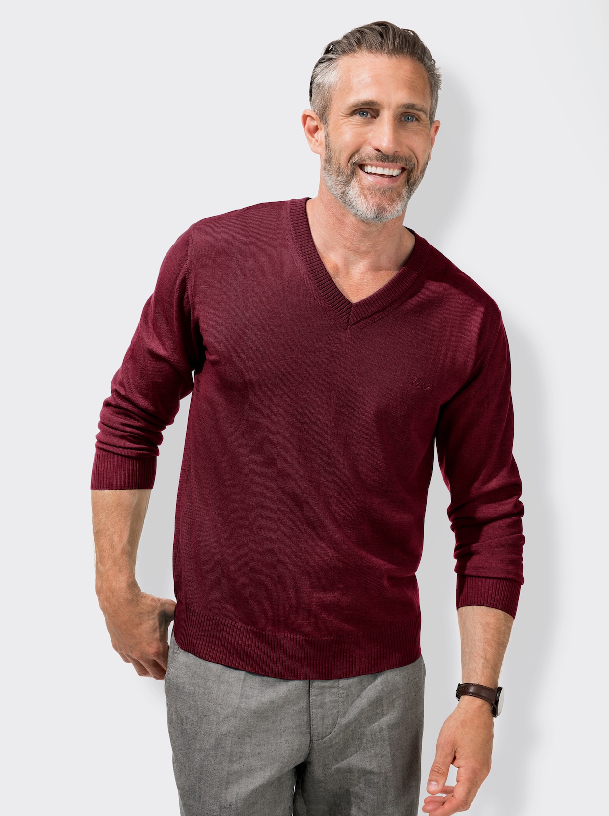 Marco Donati Pullover met V-hals - bordeaux