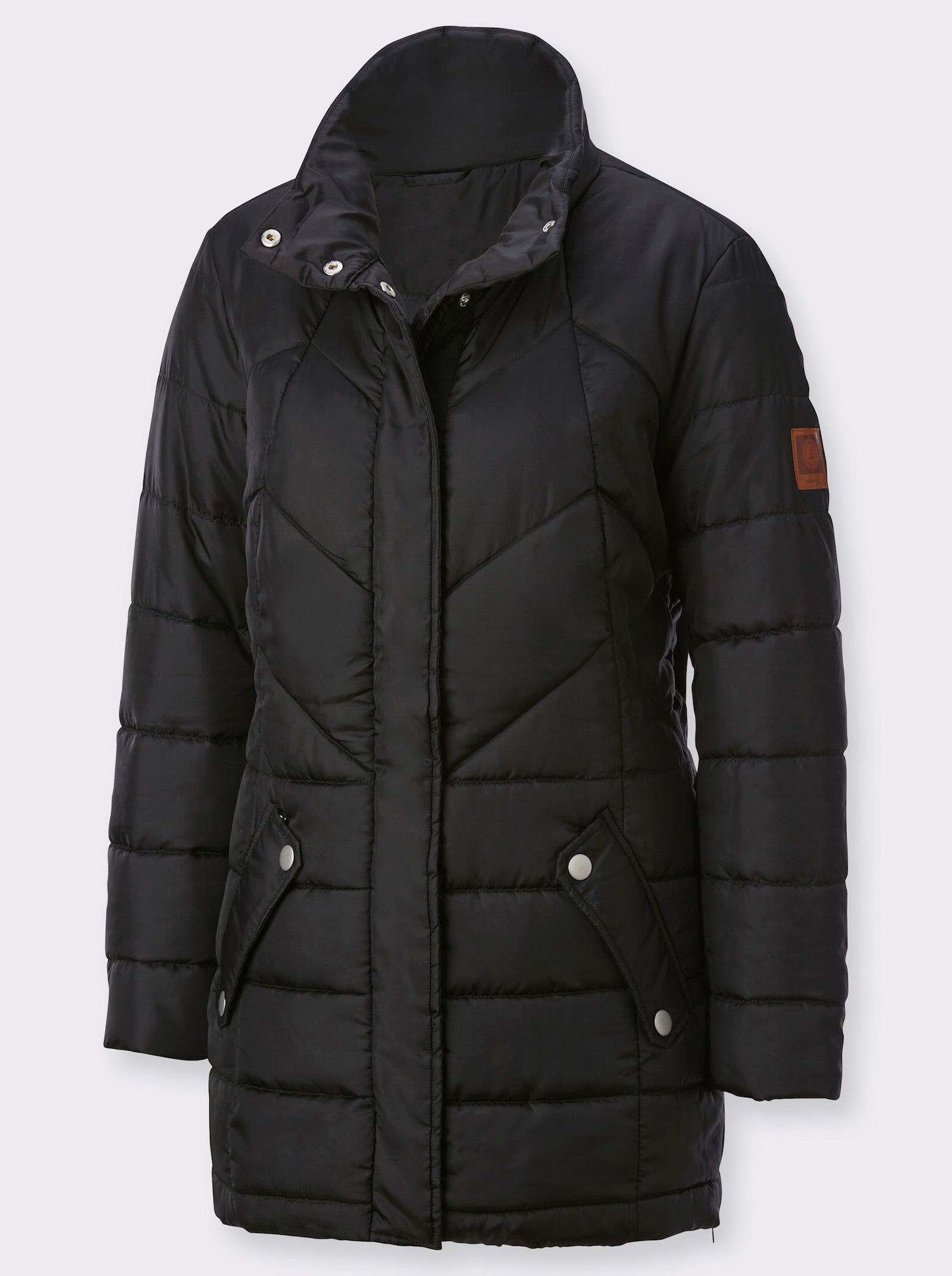 Steppjacke mit Stehkragen - schwarz