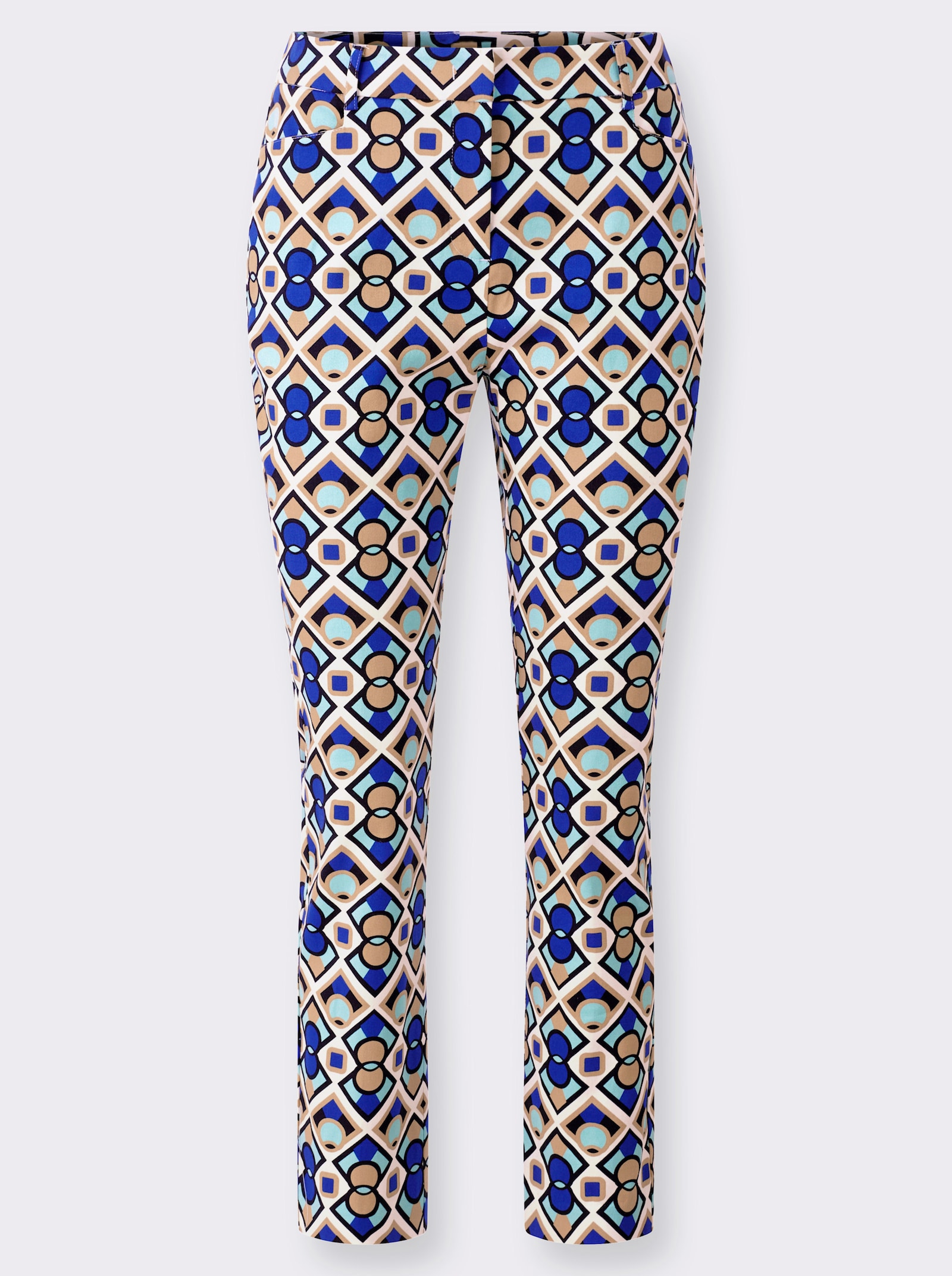heine Pantalon 7/8 avec fermeture à crochet - blanc-bleu roi imprimé