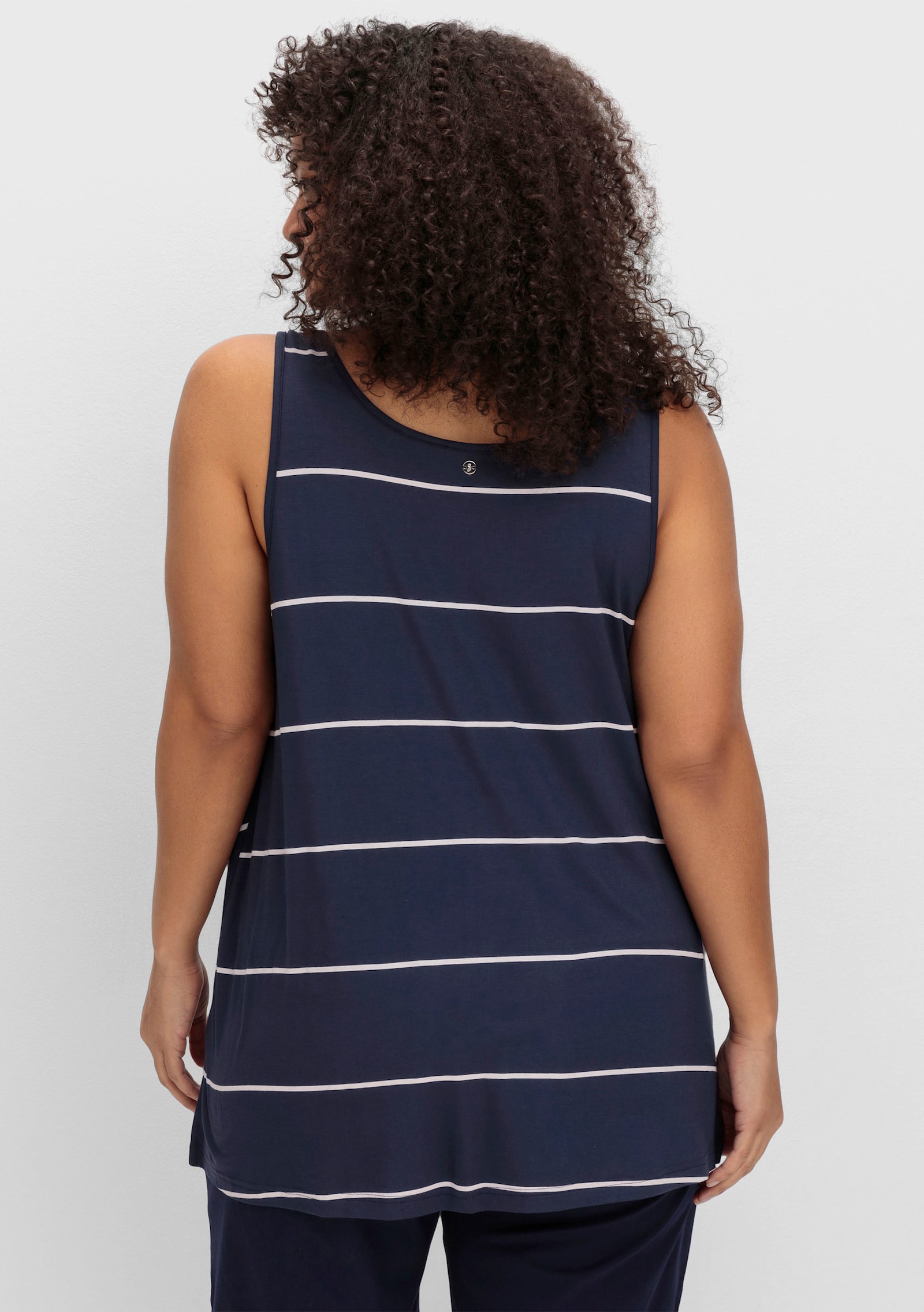 sheego Longtop mit Streifen, in leichter A-Linie - tiefblau-gestreift