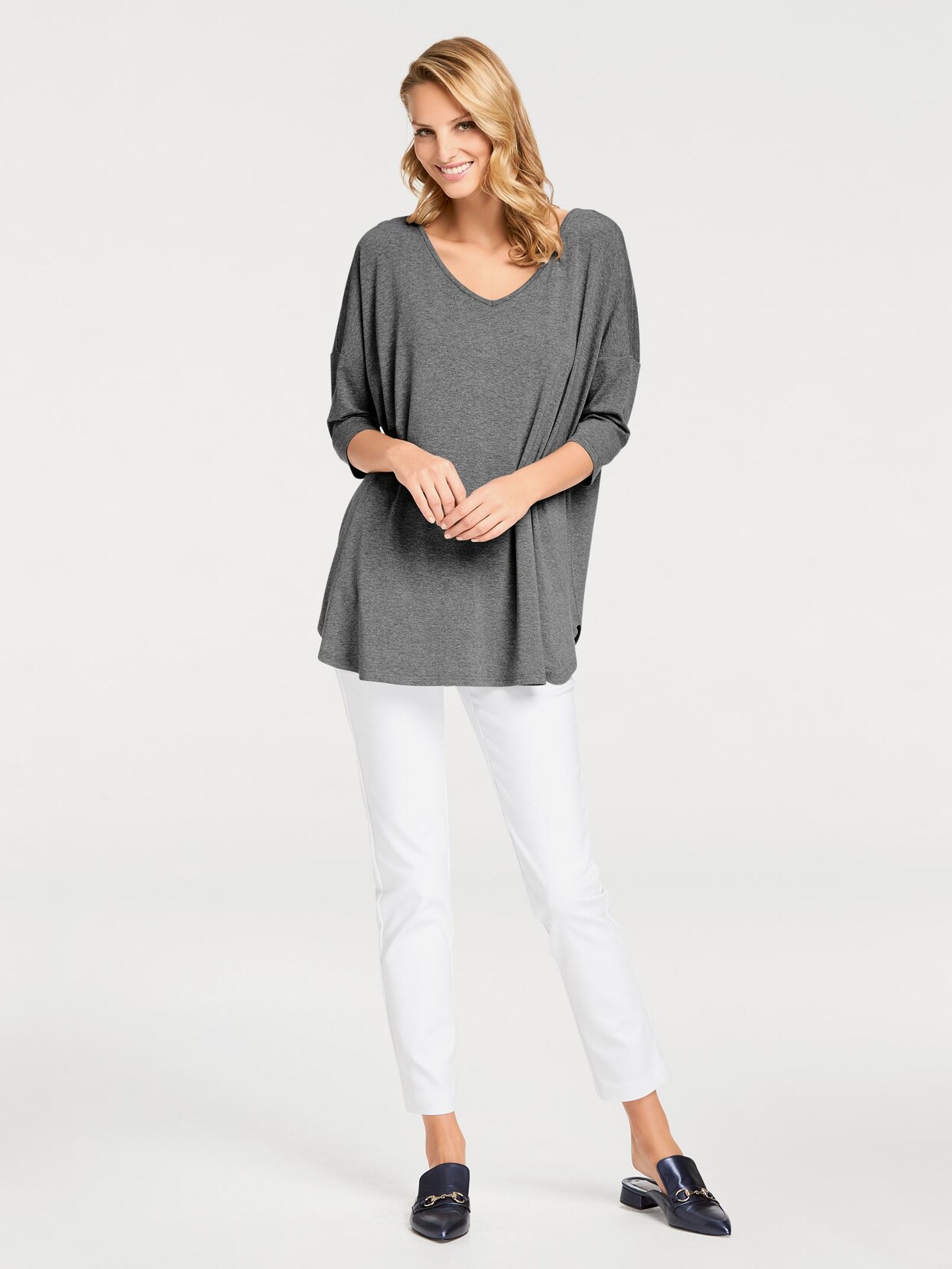 Linea Tesini Oversized Shirt - grau-melange