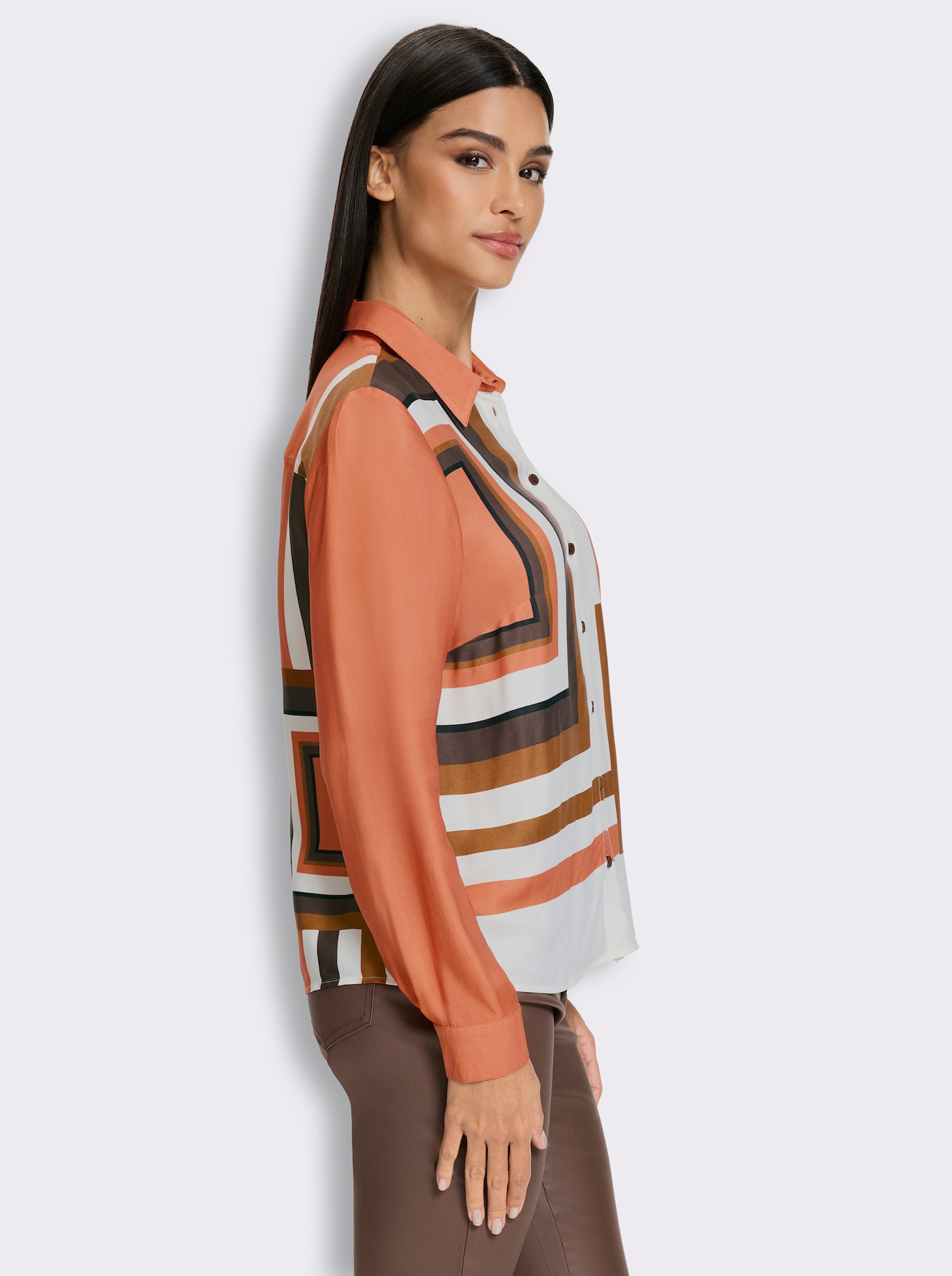 heine Druckbluse mit grafischem Dessin - cognac-schoko-bedruckt