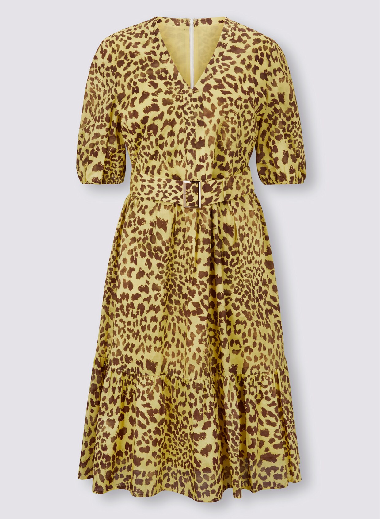 heine Druck-Kleid - limone-braun-bedruckt