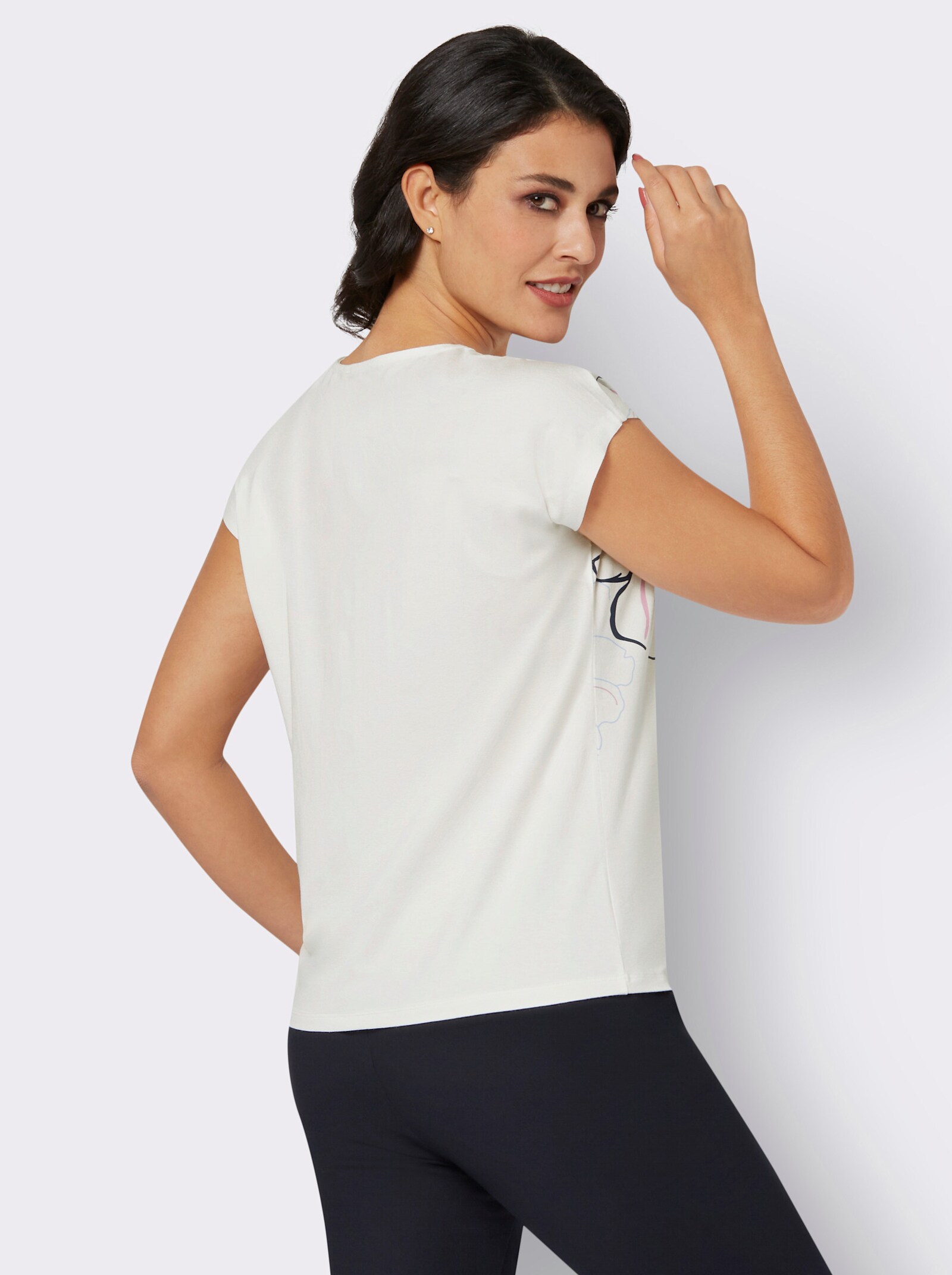 T-shirt à imprimé floral - écru-rose imprimé