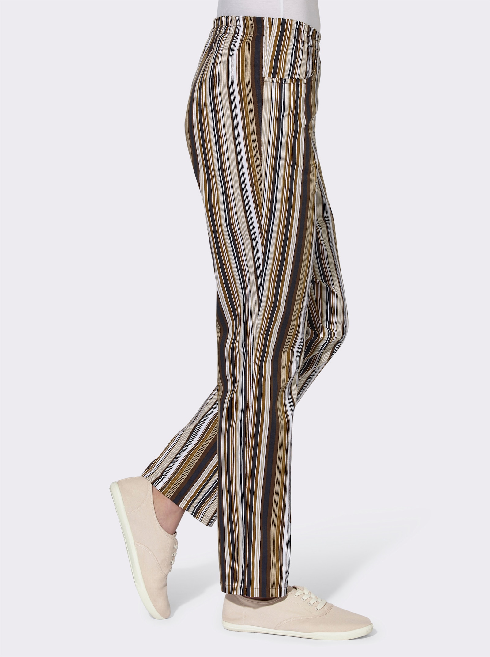 Schlupfhose aus Baumwolle - dunkelbraun-gestreift