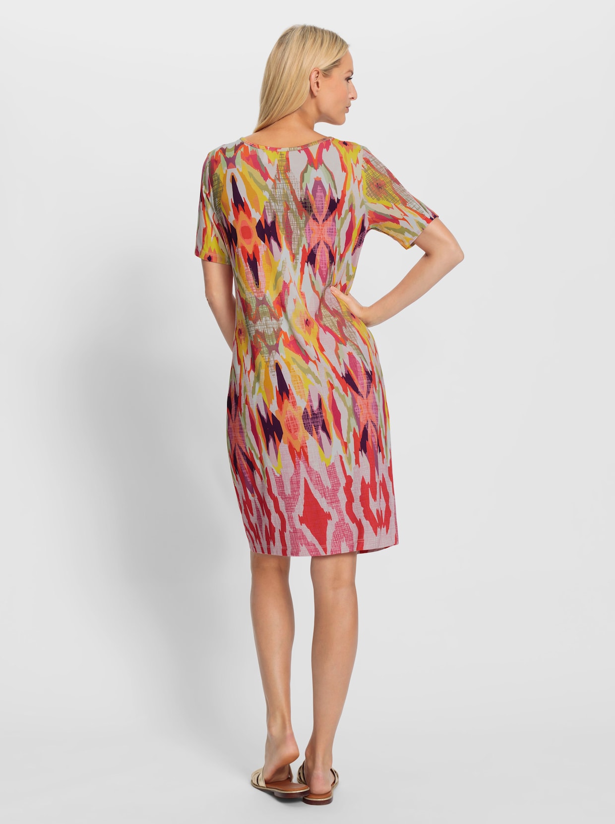 heine Robe en jersey - orange-fuchsia imprimé