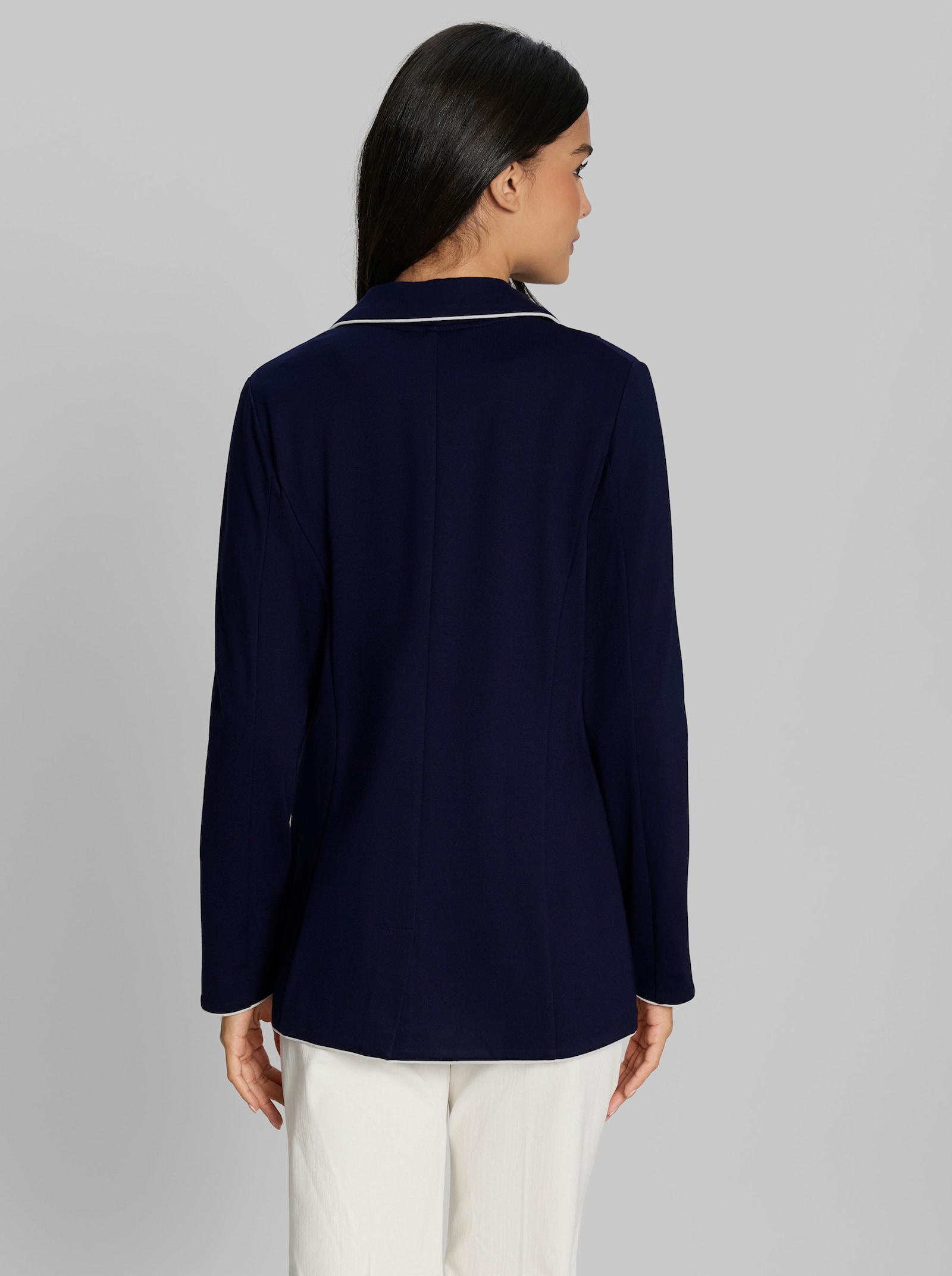heine Jerseyblazer mit Kontrast-Paspeln - marine