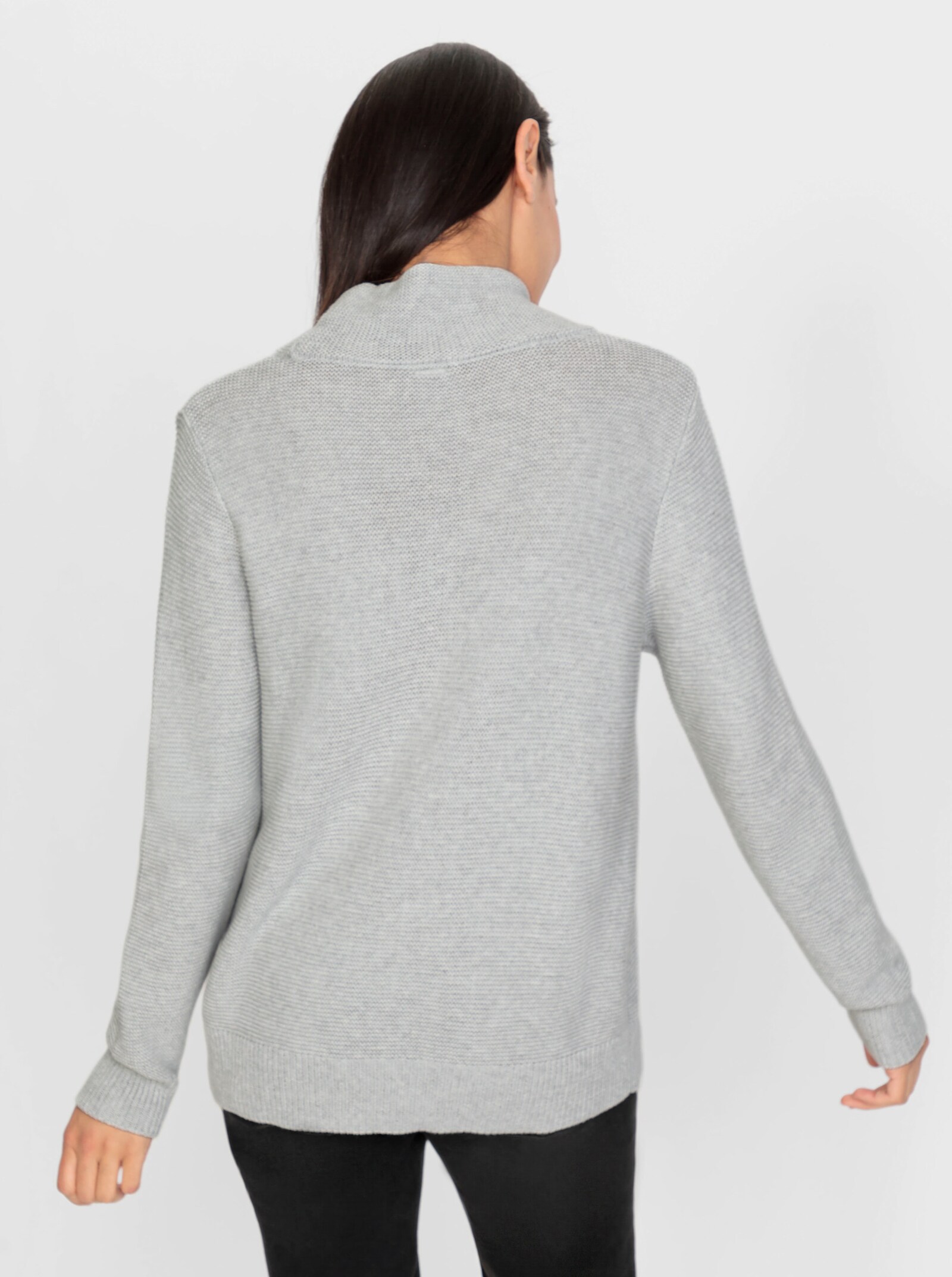 heine Pullover met opstaande kraag en glitterdetails - lichtgrijs gemêleerd