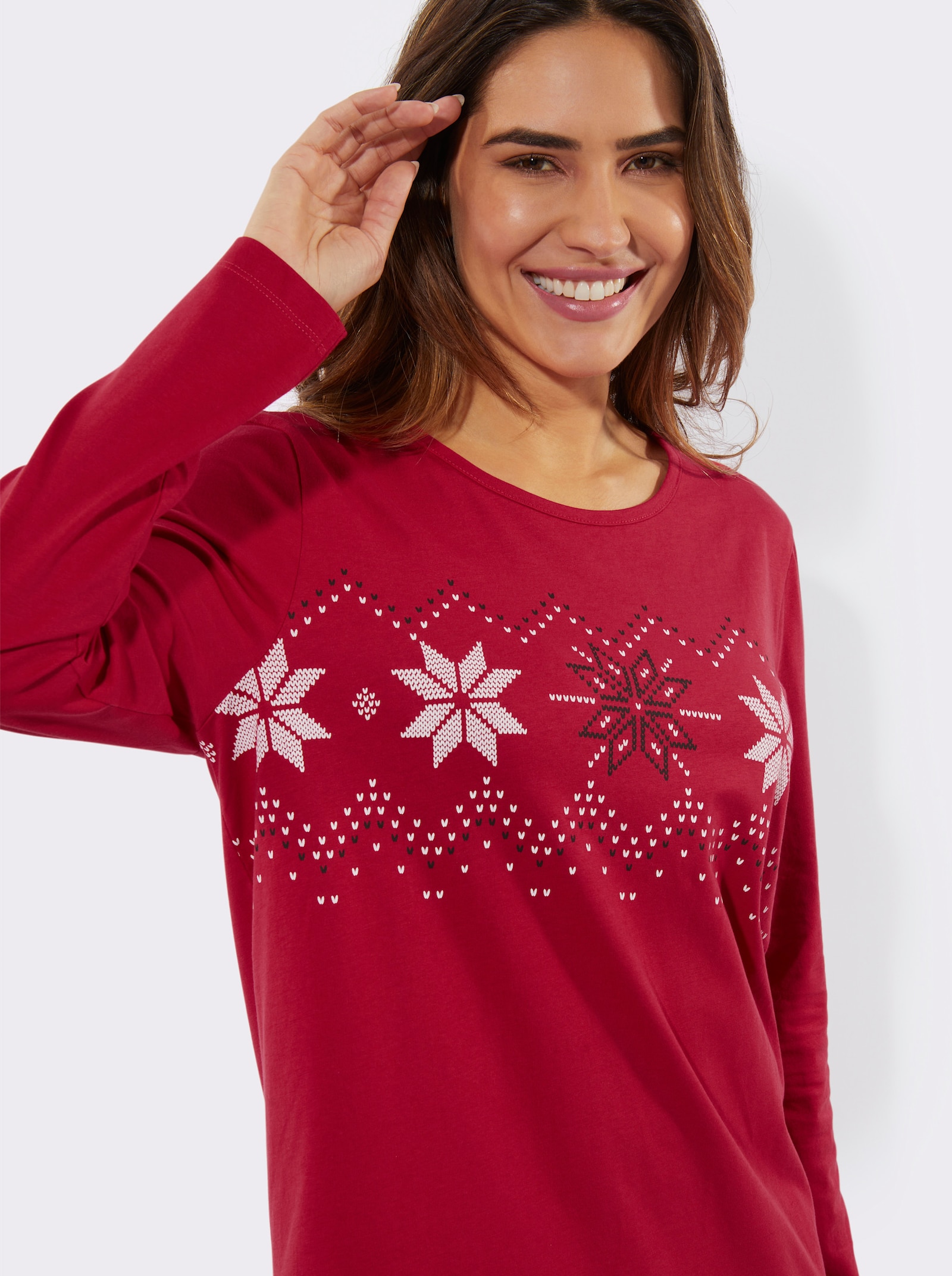 Nattlinne med norskt motiv - röd-gräddvit