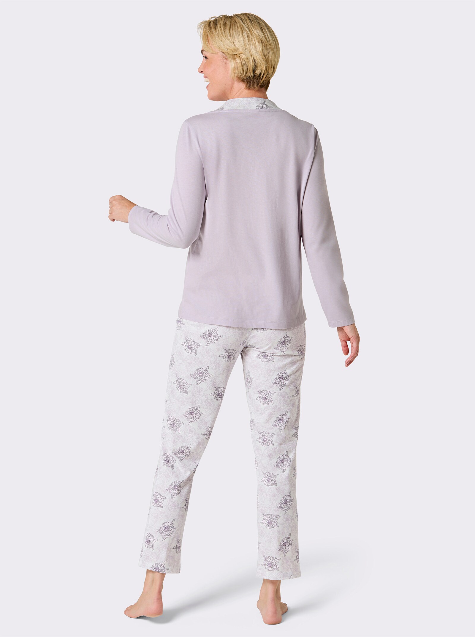 wäschepur Schlafanzug - flieder-weiß-bedruckt