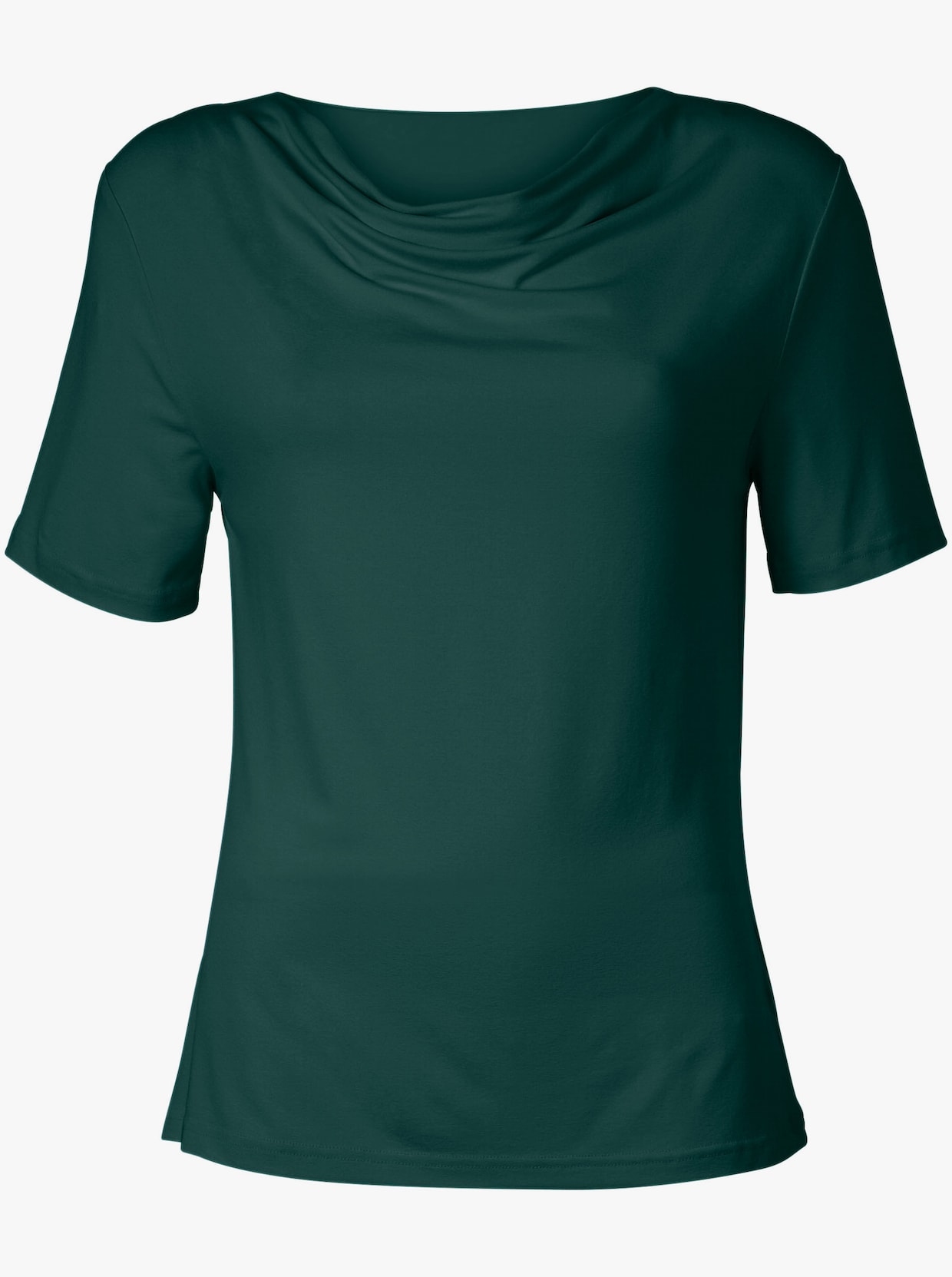 Tričko s vodopádovým golierom - jedľová zelená
