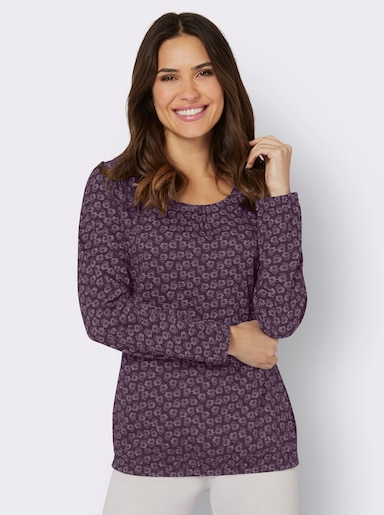 Langarmshirt - aubergine-feige-bedruckt