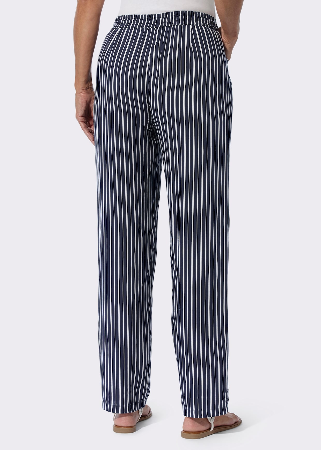 comfortbroek - marine/wit gestreept