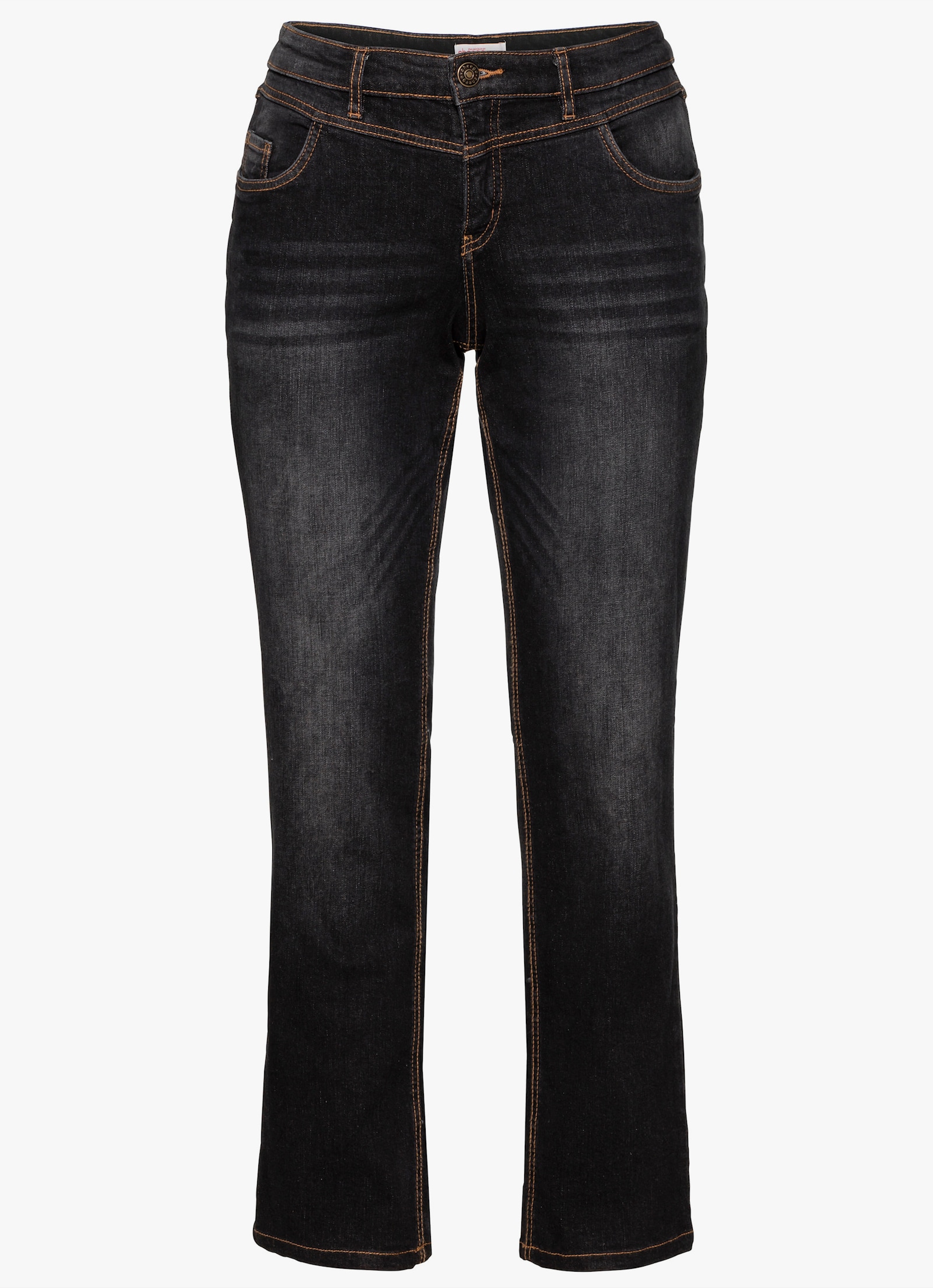 sheego Gerade Jeans mit Used-Effekten - black denim