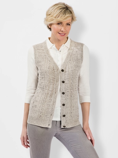 Strickweste aus meliertem Garn - steingrau-meliert