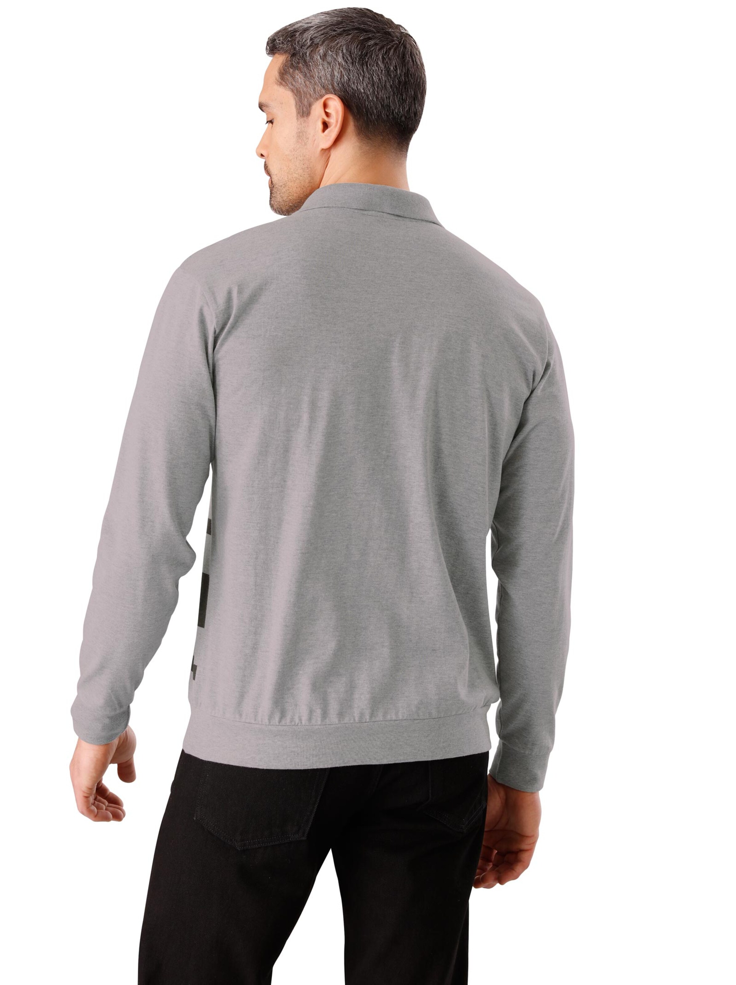 Poloshirt - hellgrau-meliert-gestreift