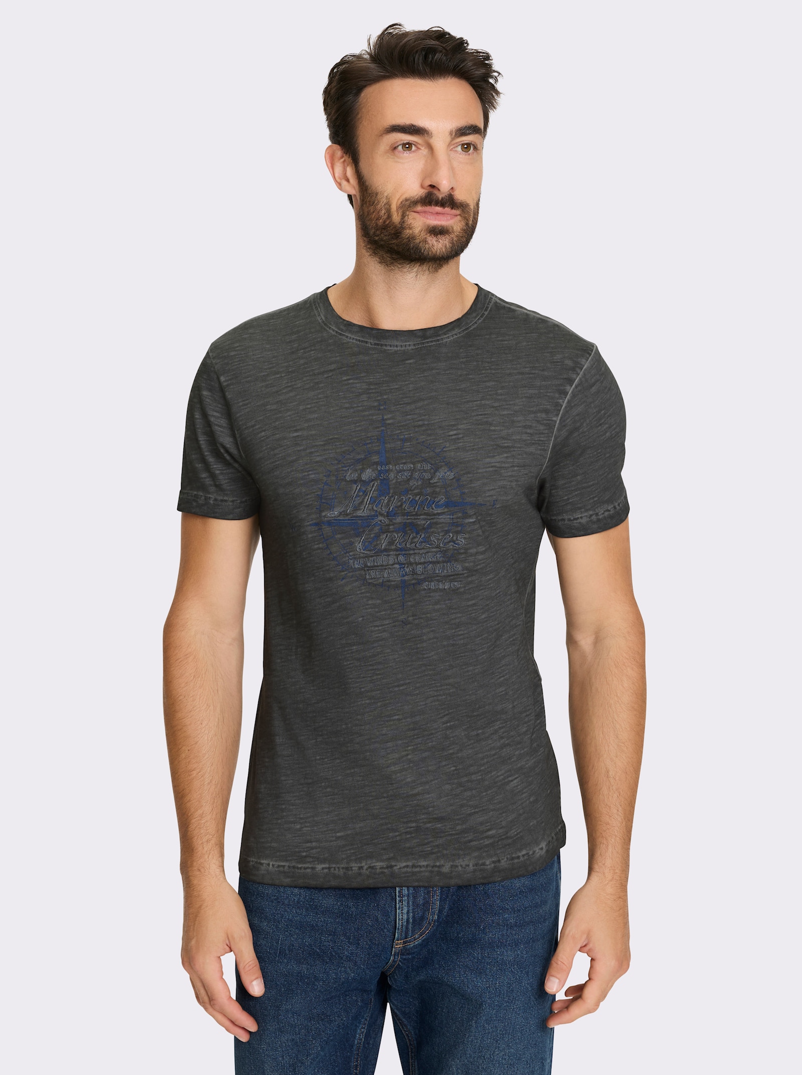 Marco Donati T-Shirt im Used-Look - graphit-bedruckt