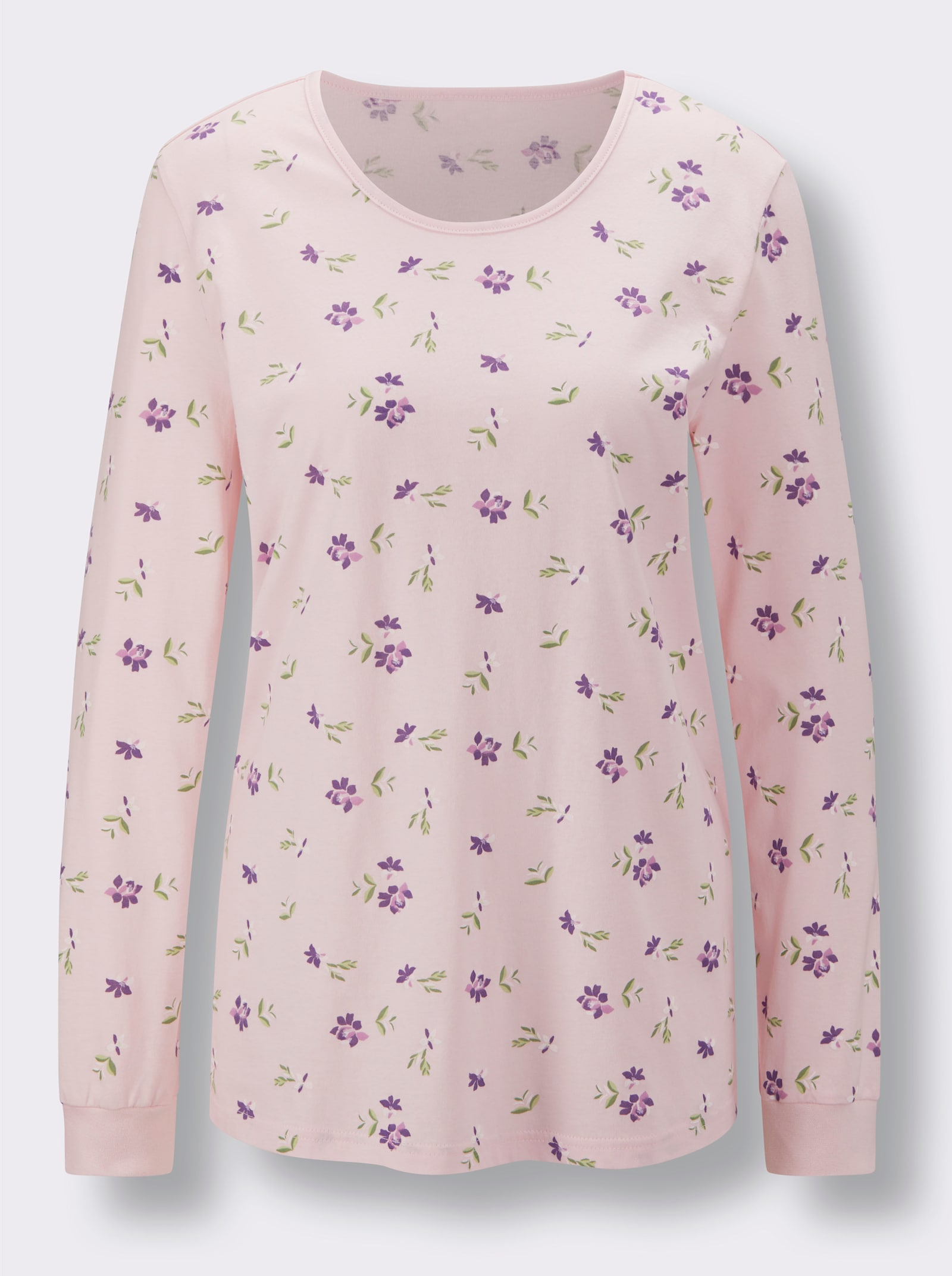wäschepur Schlafanzüge mit Millefleursprint - rosé-lila-bedruckt + lila