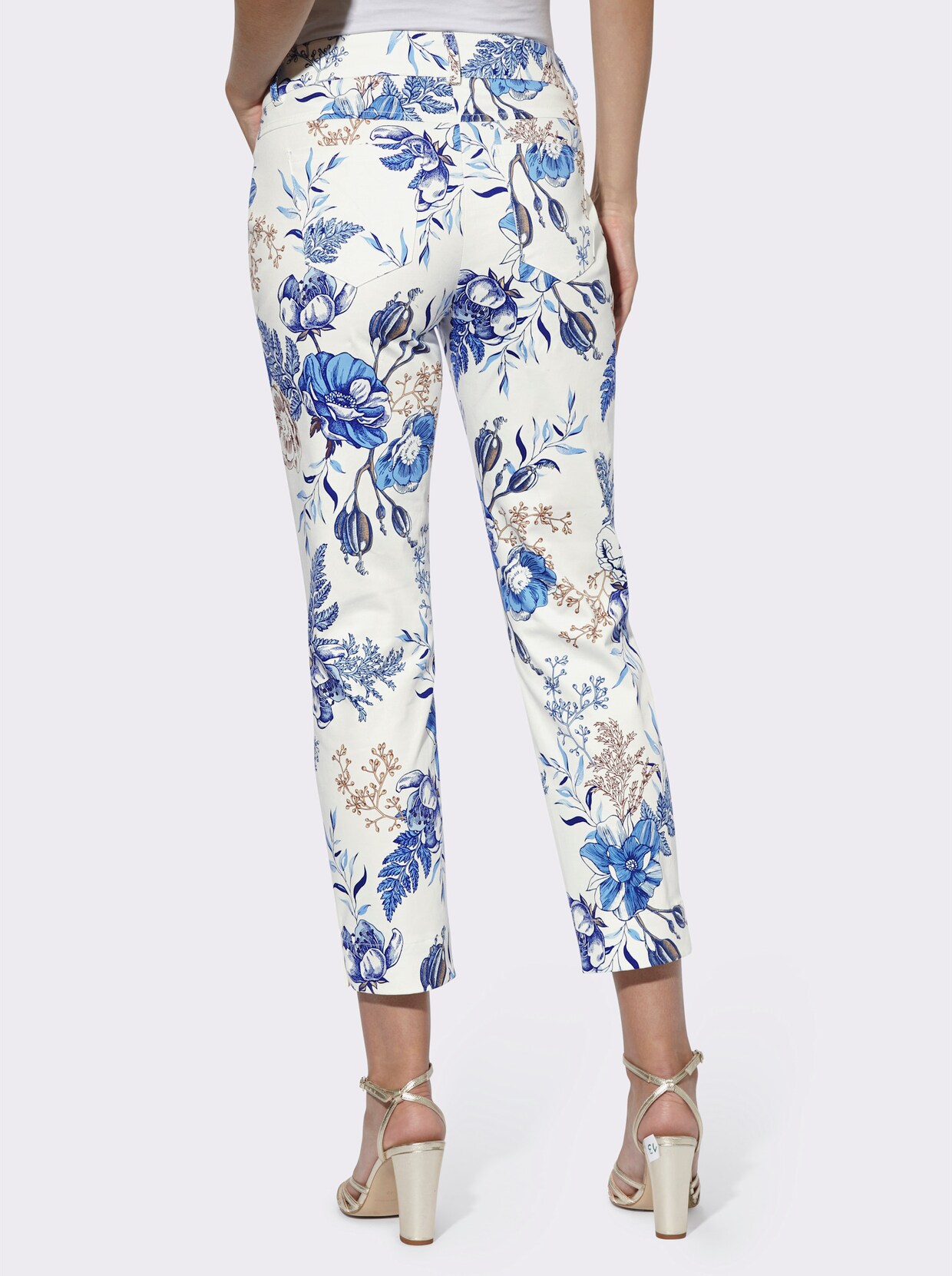 heine Broek met print - ecru/hemels blauw bedrukt