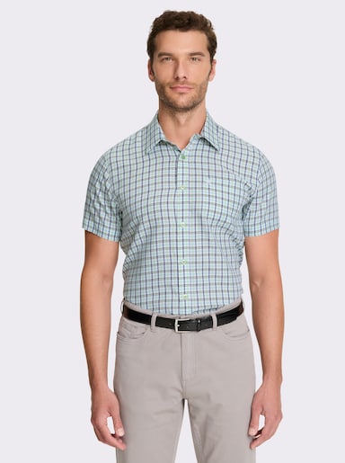 Marco Donati Kurzarmhemd , bügelfrei - marine-reseda-kariert