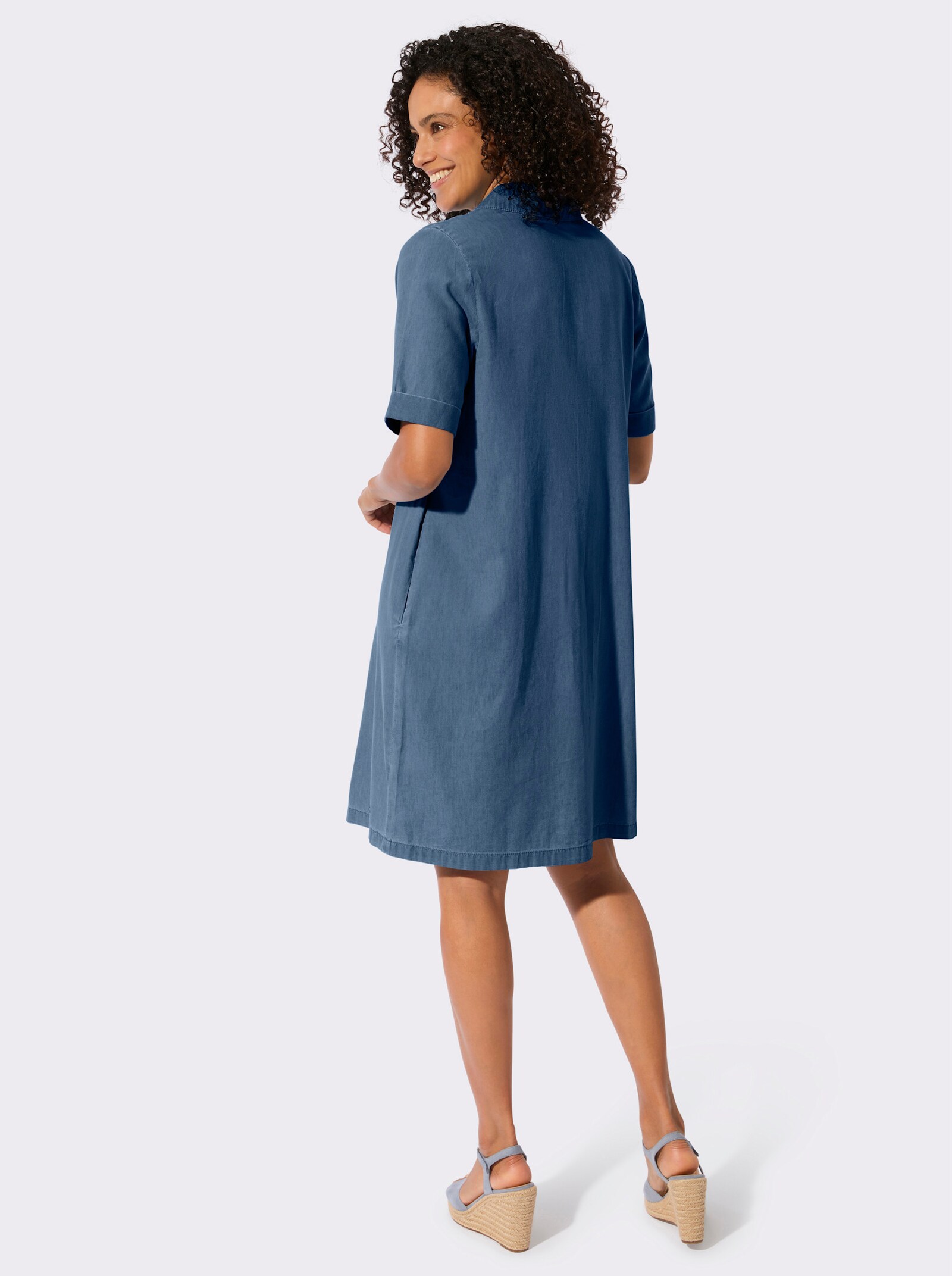 Jeanskleid in A-Form - blue-stone-washed