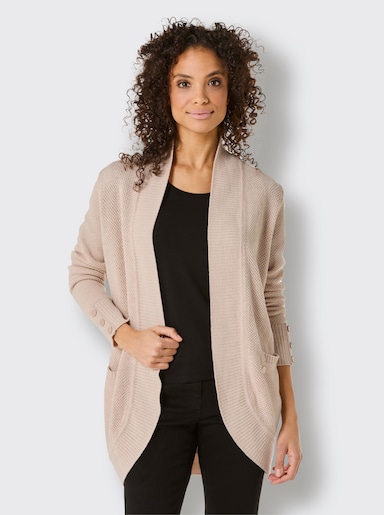 CREATION L PREMIUM Longstrickjacke verschlusslose Form - elfenbein-ecru-meliert