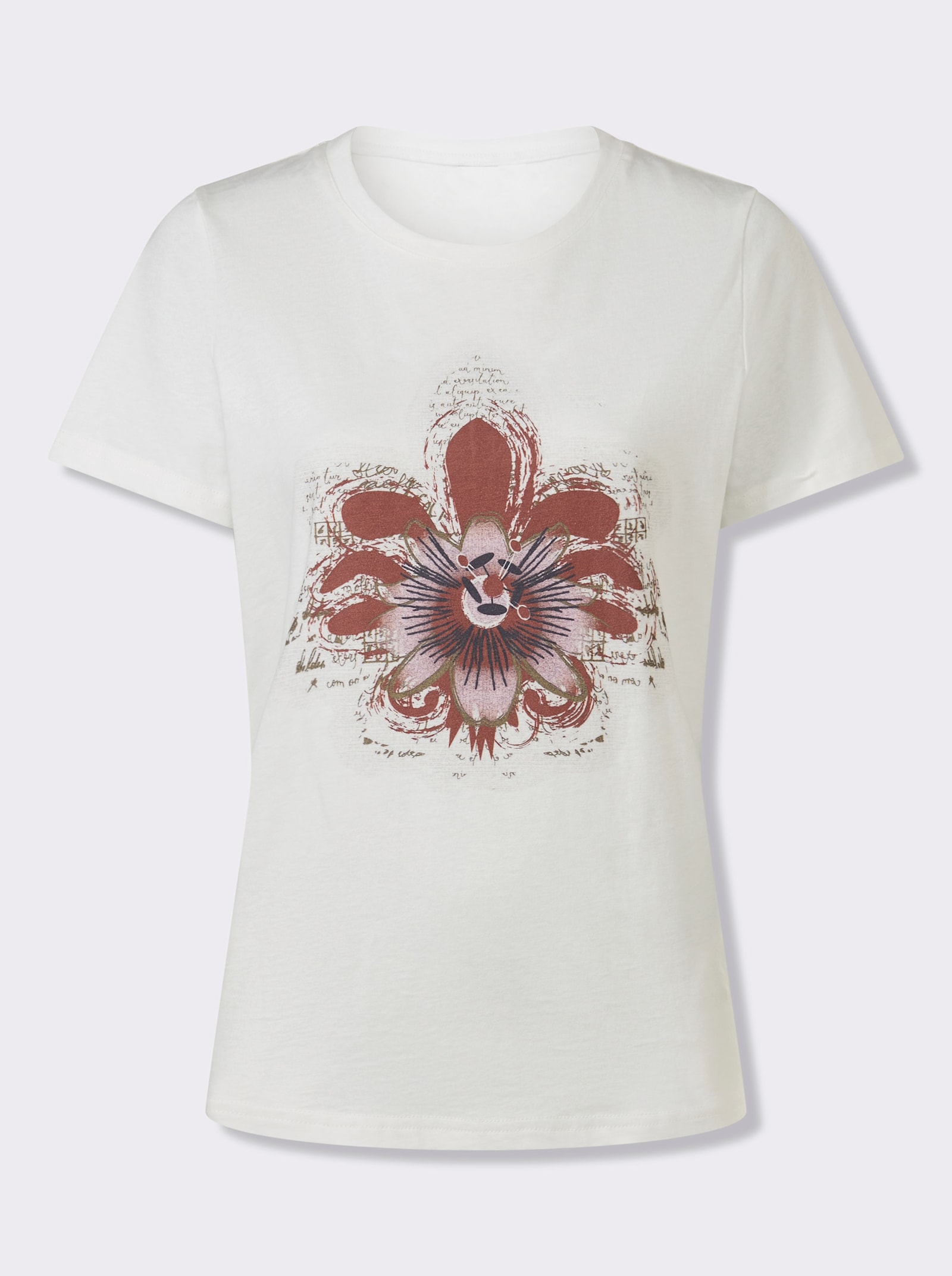 heine T-Shirt mit Blumen-Motiv - ecru
