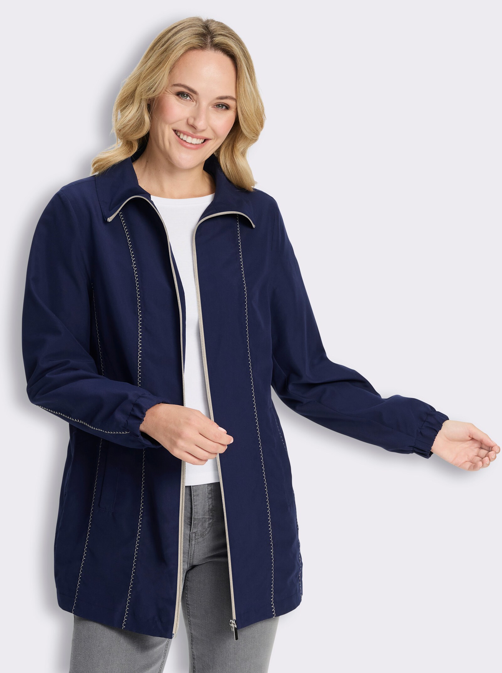 Jacke mit Kontrastnähten - marine