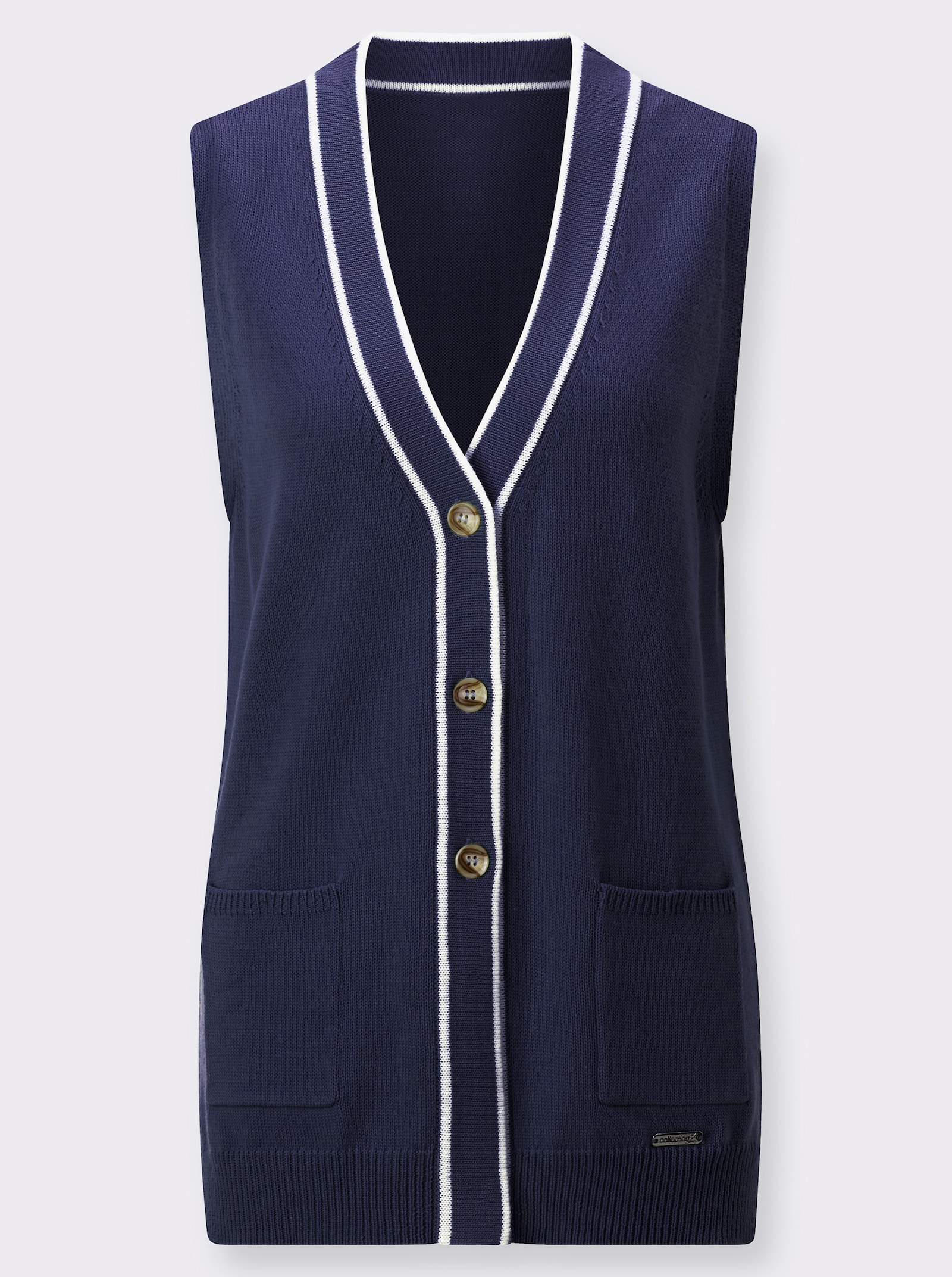 Strickweste mit Kontraststreifen - marine