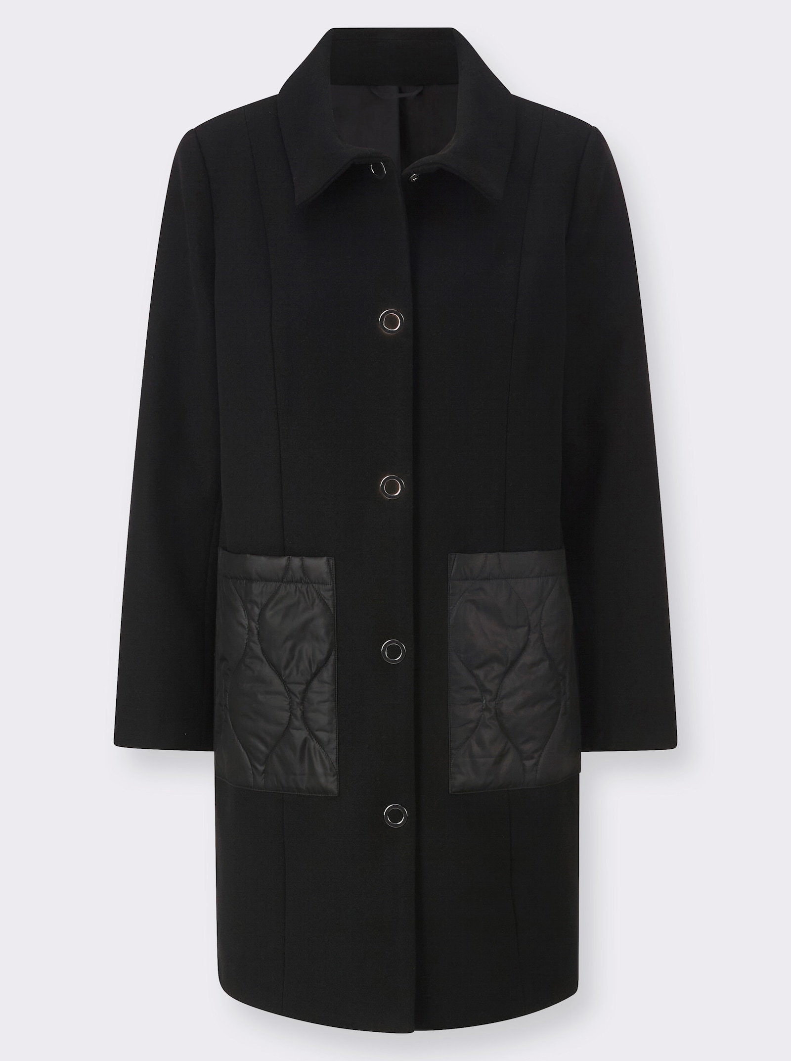 Kurzmantel im Materialmix - schwarz