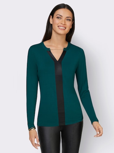 Langarmshirt mit abnehmbaren Zierketten - petrol