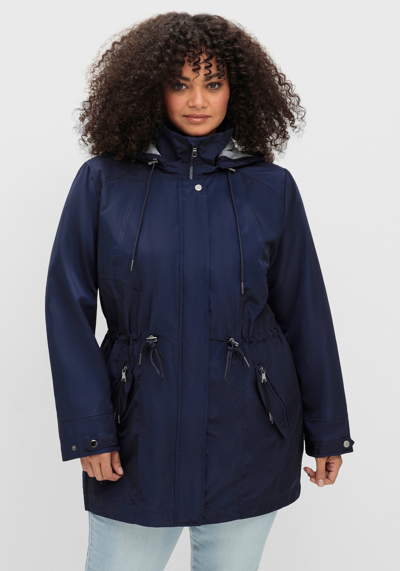 Parka mit Jerseyfutter in Melange-Optik - marine